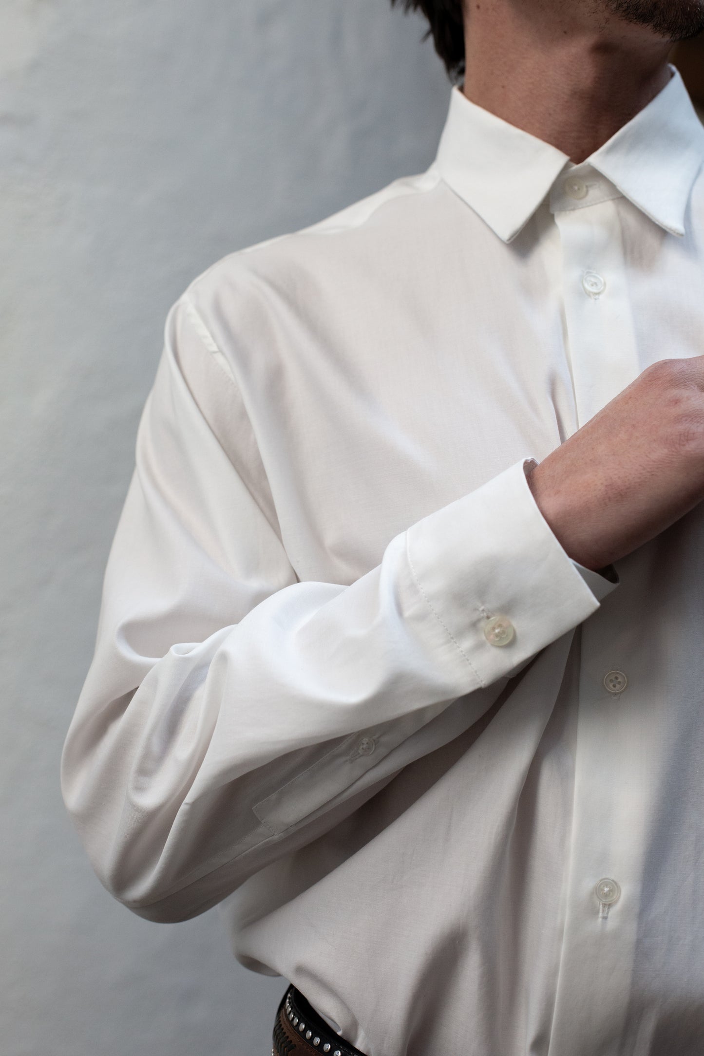 Dress Shirt in Ivory White Egyptian Pima Cotton