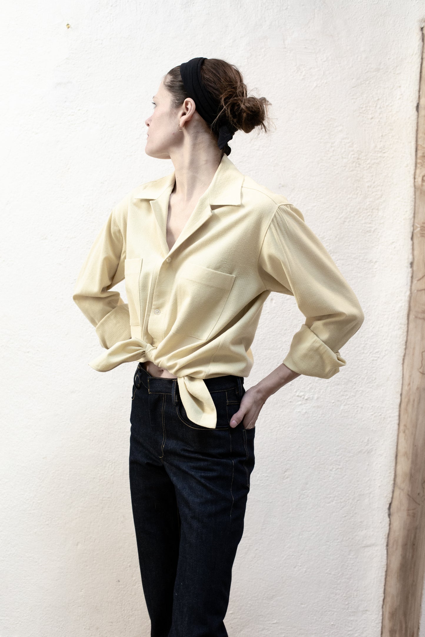 Casual Shirt in Yellow Fade Silk/Cotton
