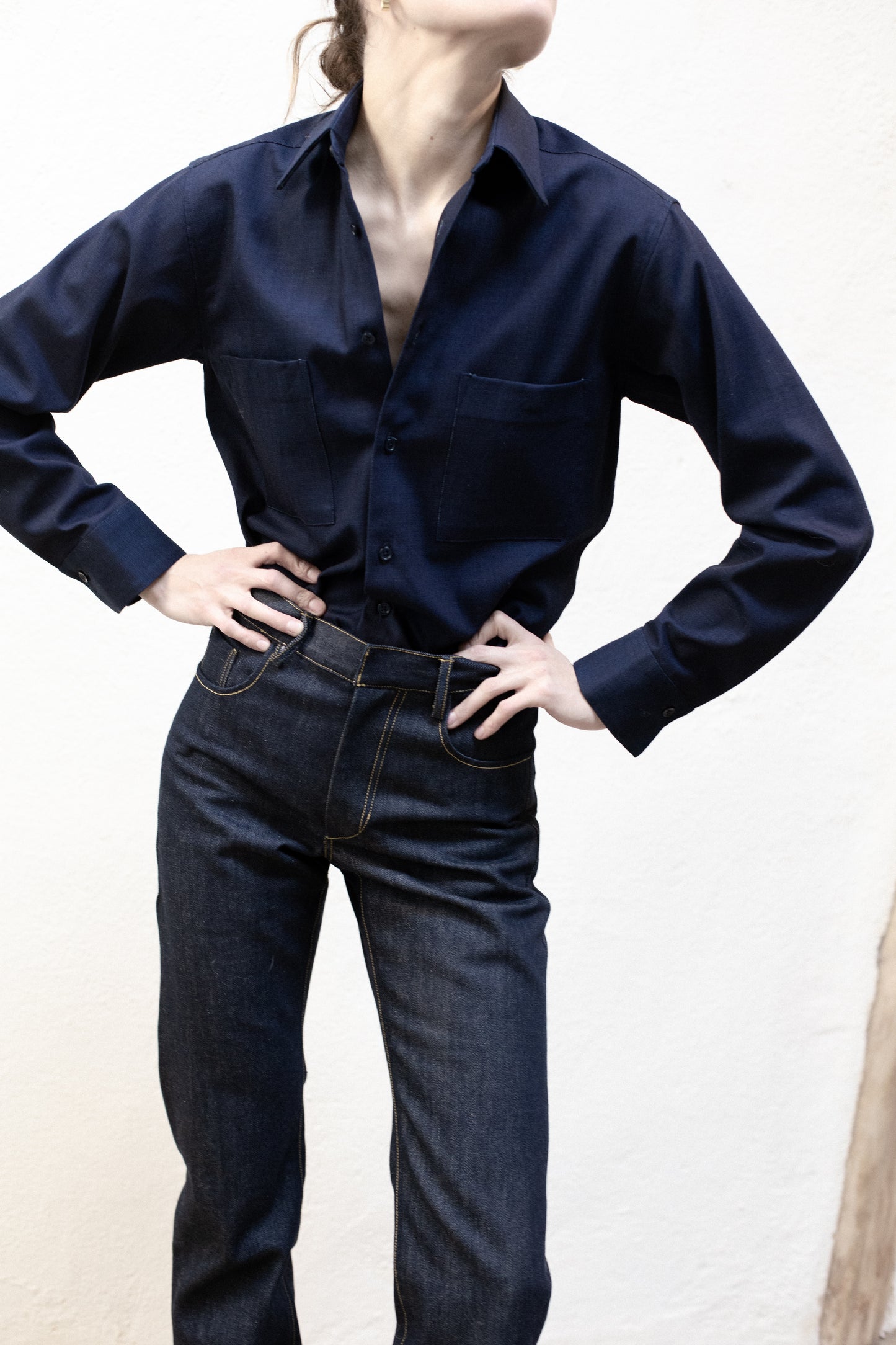 Dress Shirt in Indigo Dark Blue Denim