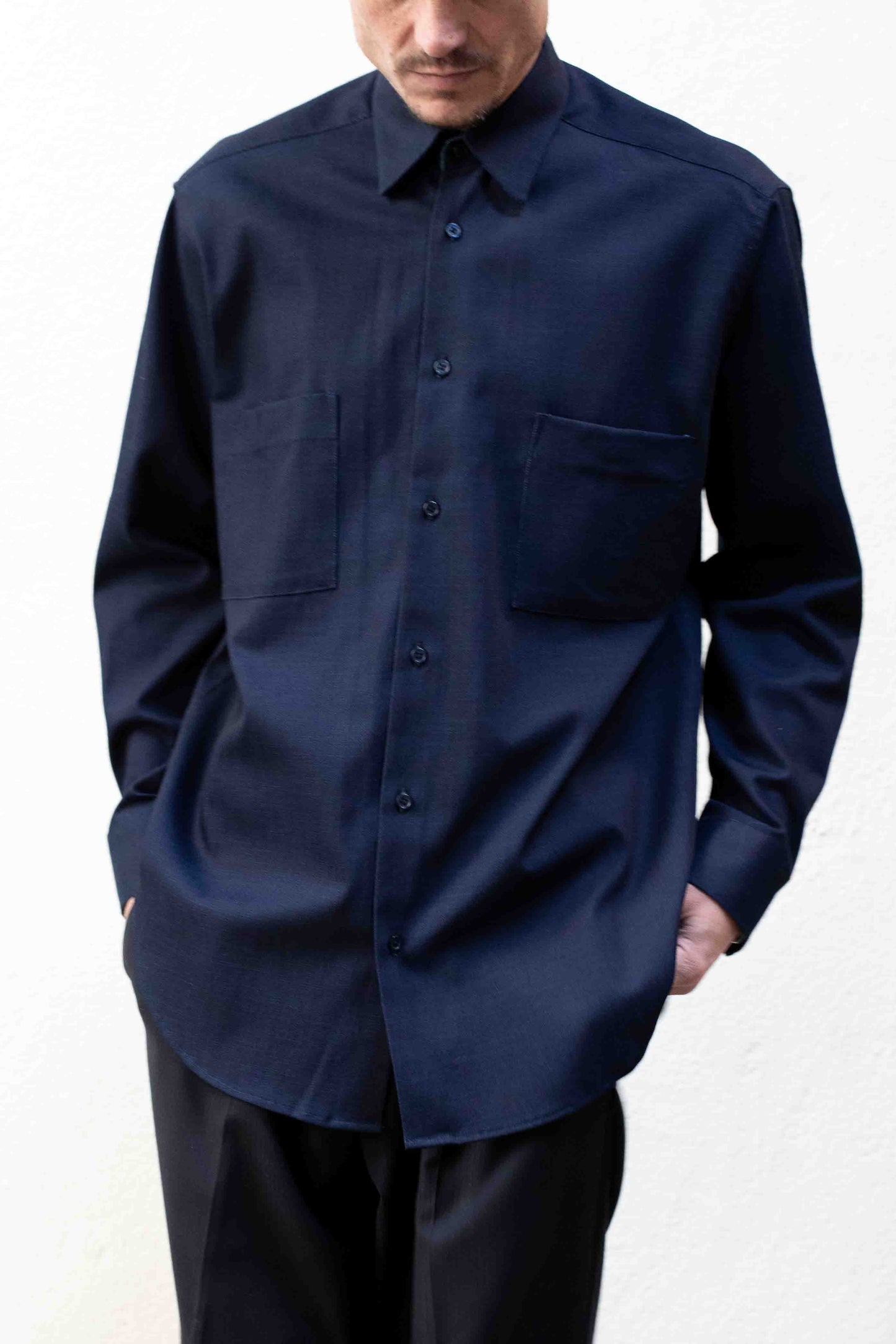 Dress Shirt in Indigo Dark Blue Denim