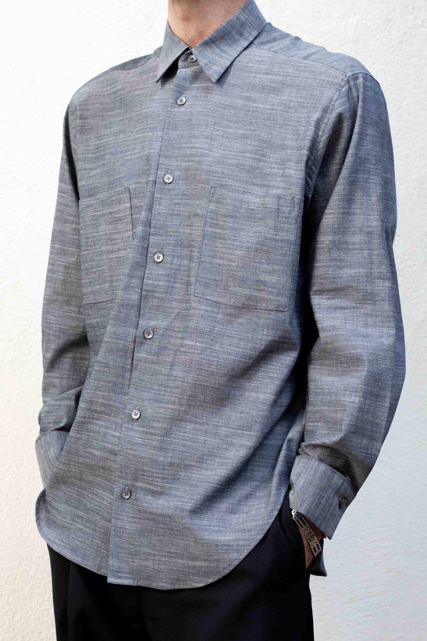 Dress Shirt Grey Chambray Cotton