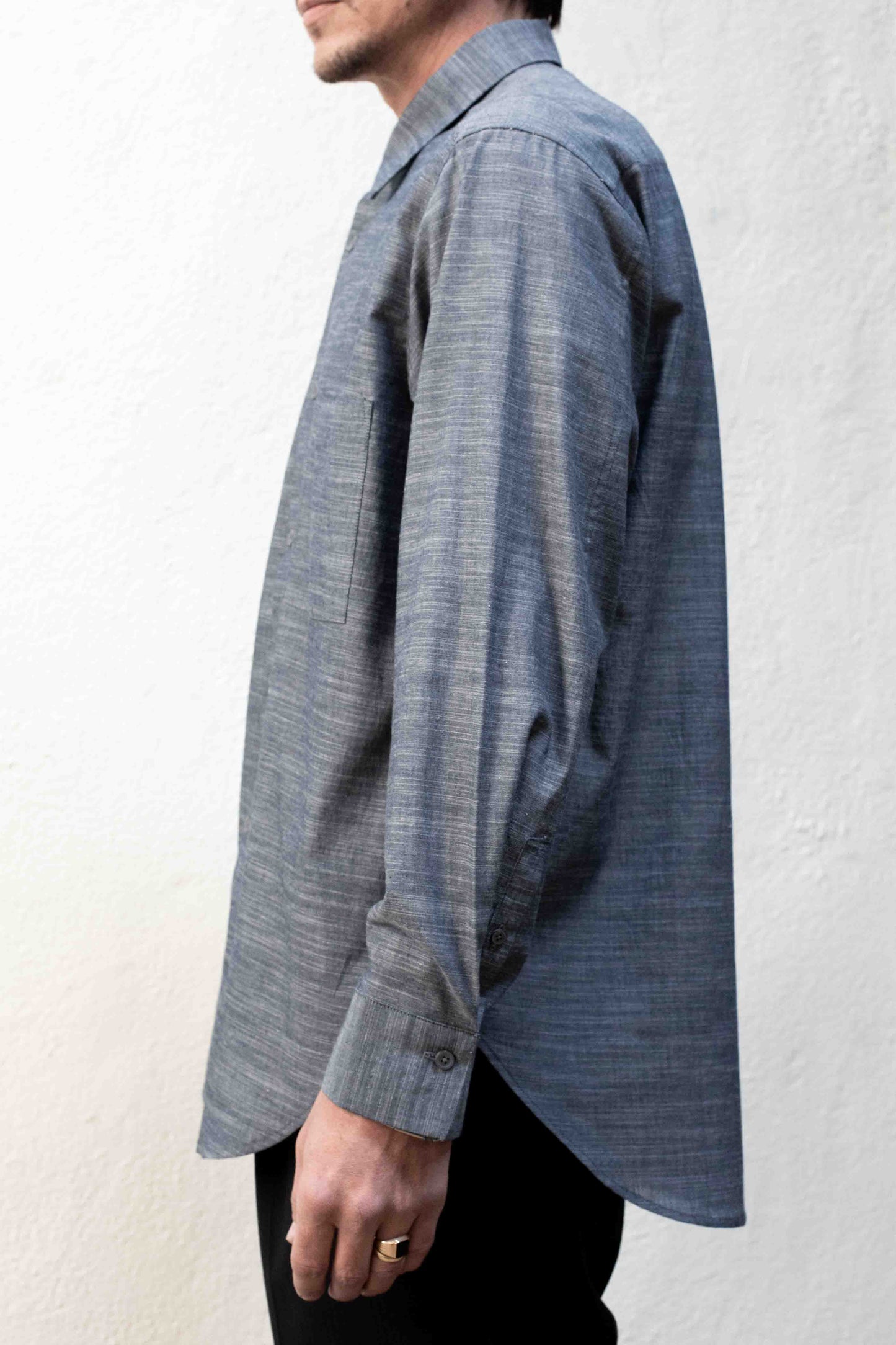 Dress Shirt Grey Chambray Cotton