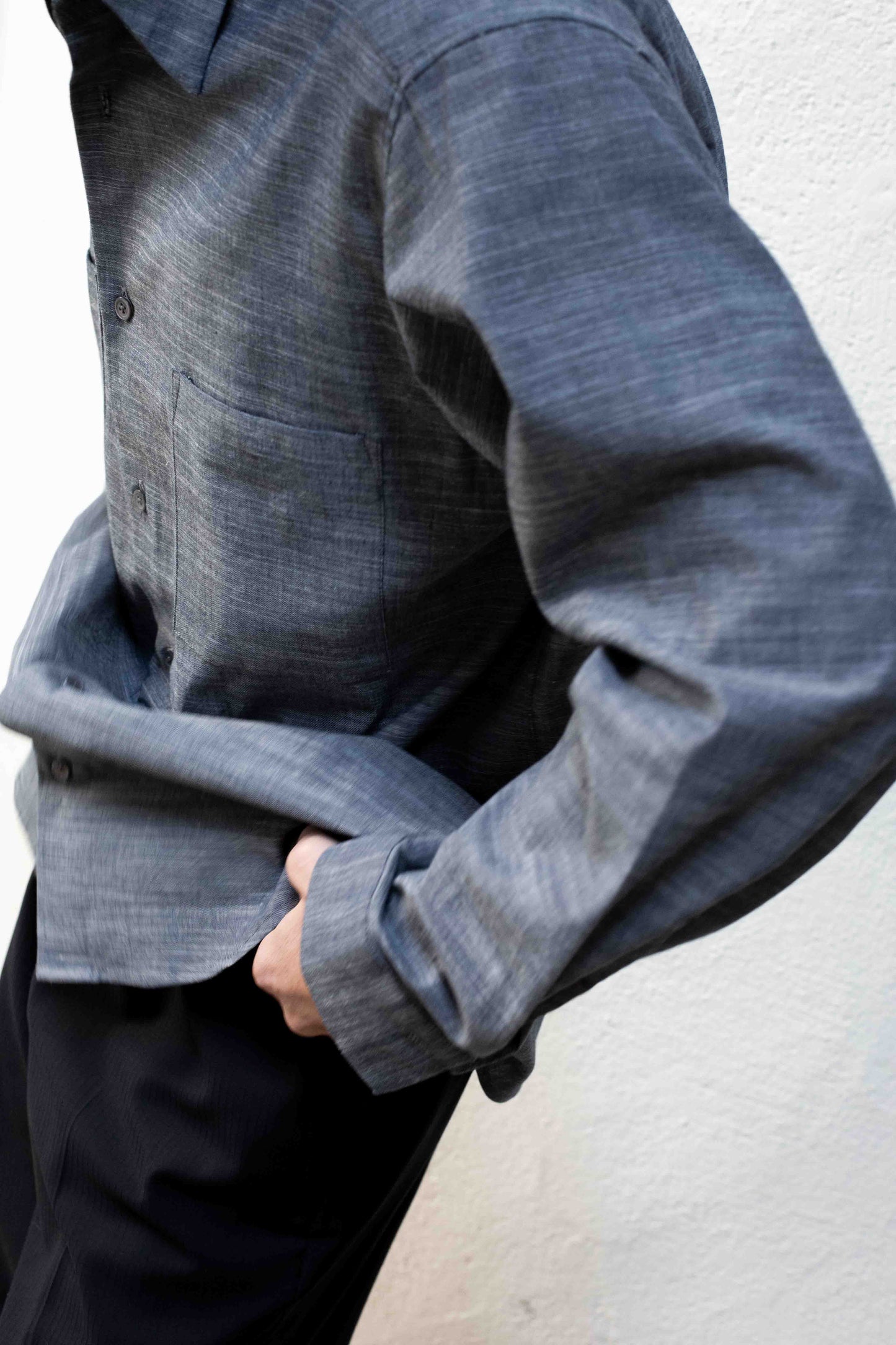 Dress Shirt Grey Chambray Cotton