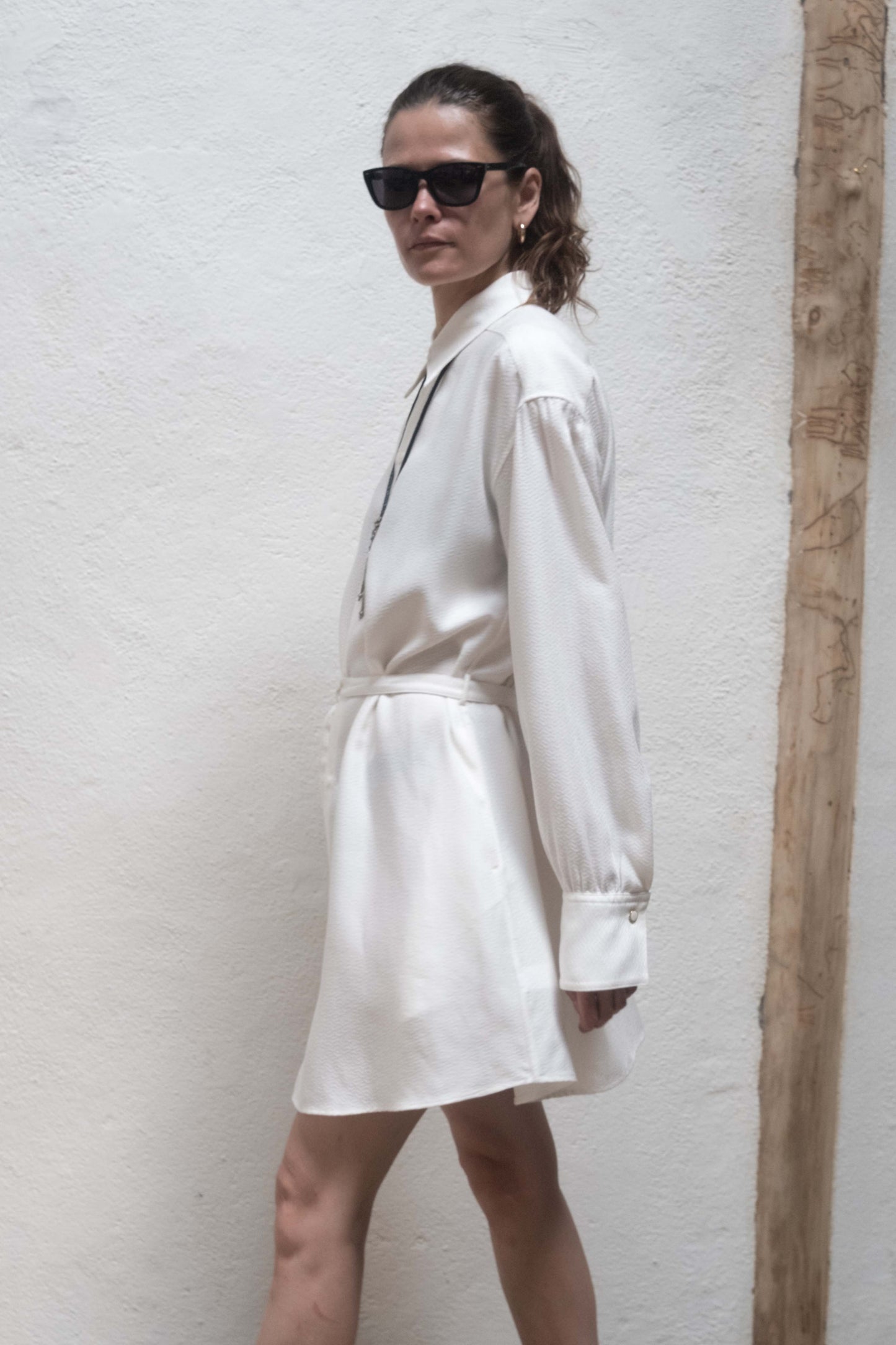 Arc Dress White Jaquard Metric Rayon