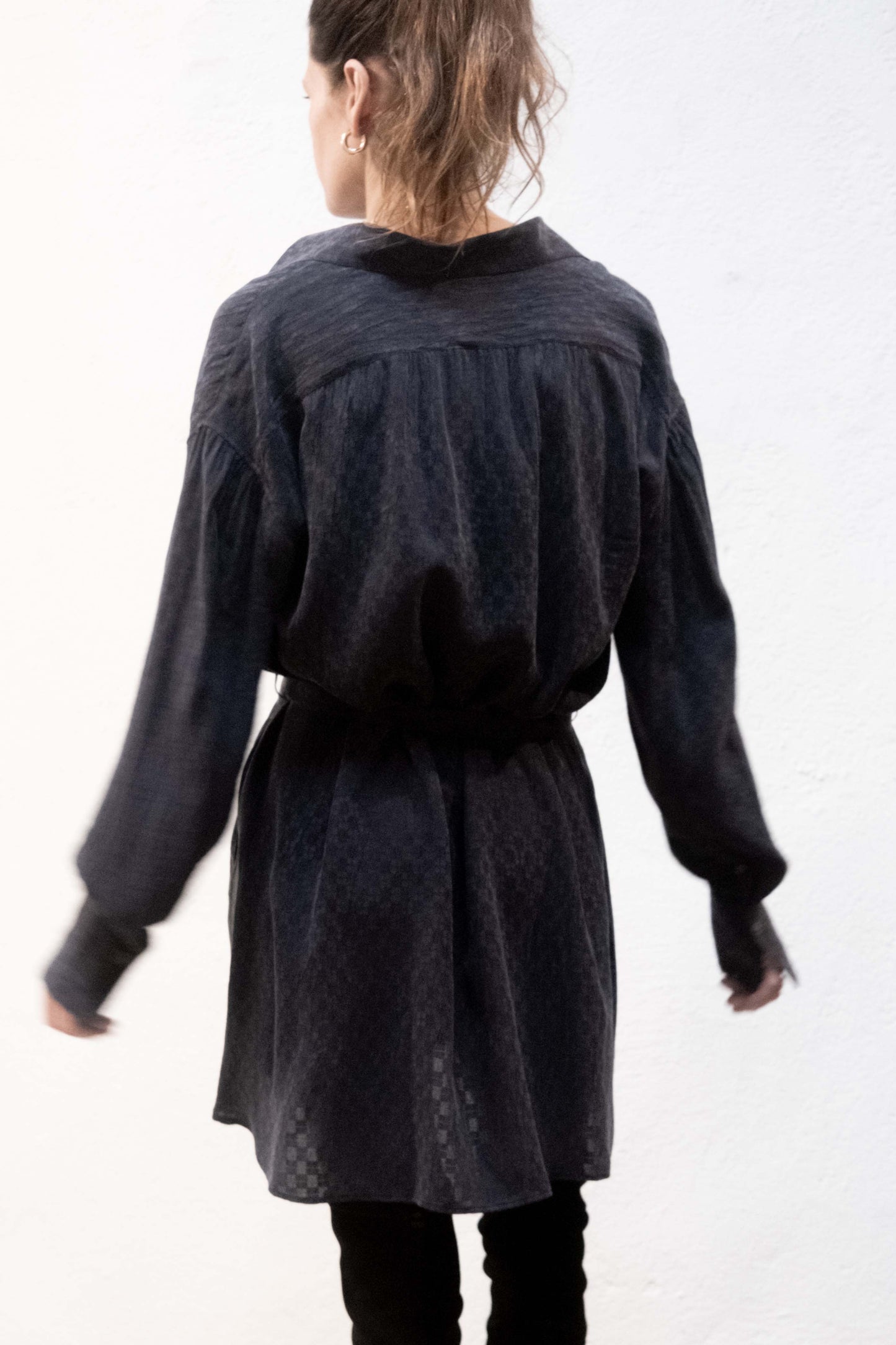Arc Dress Blue Jaquard Rayon