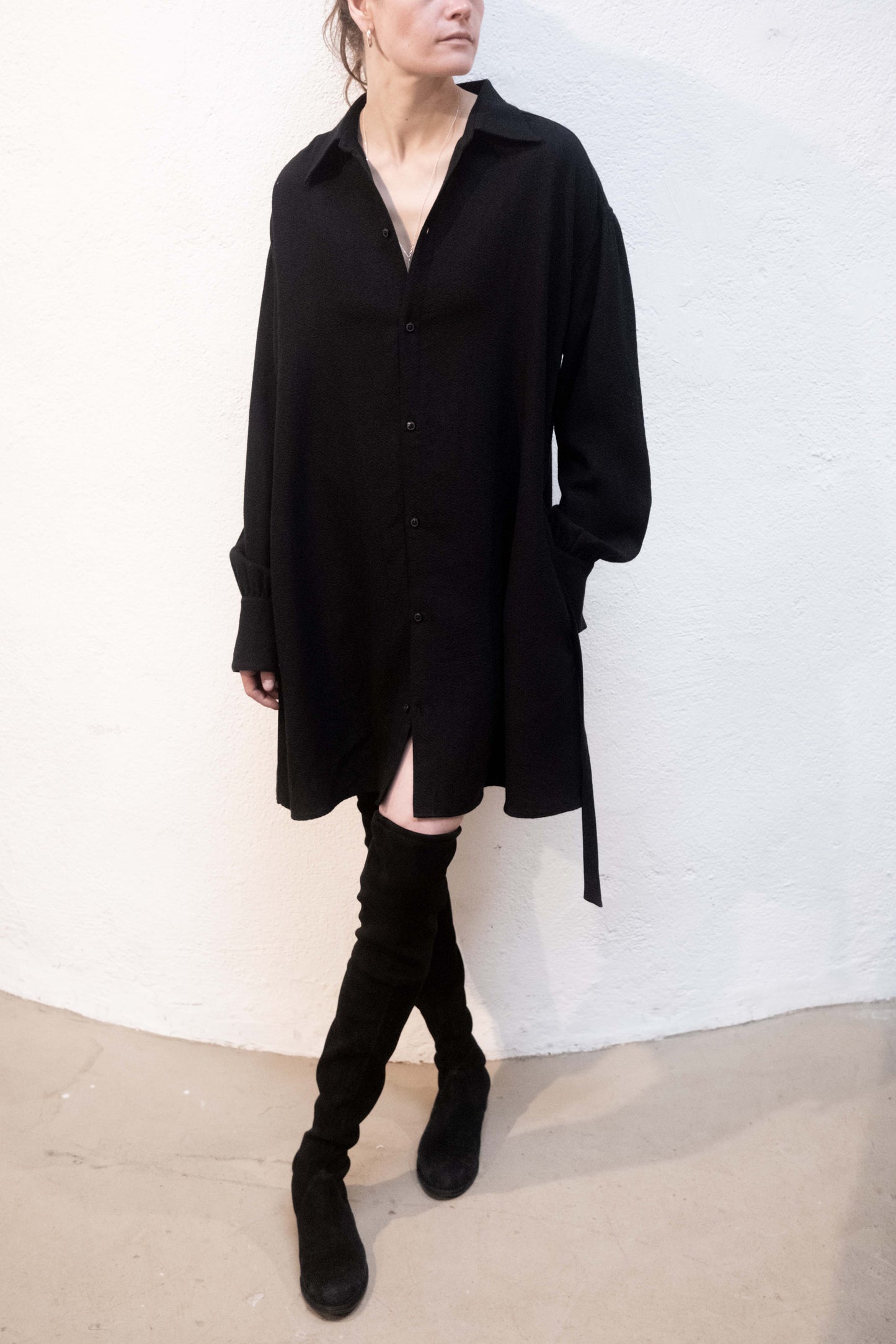Arc Dress Black Jacquard Metric Rayon