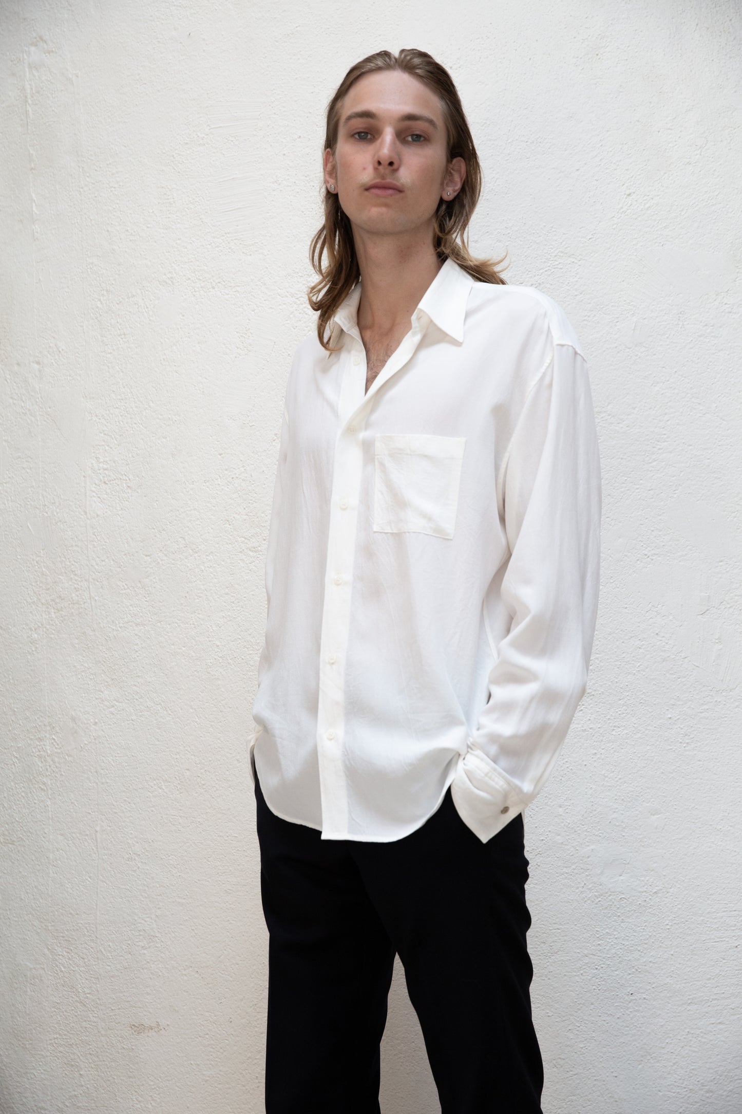 Dress Shirt in White Tencel