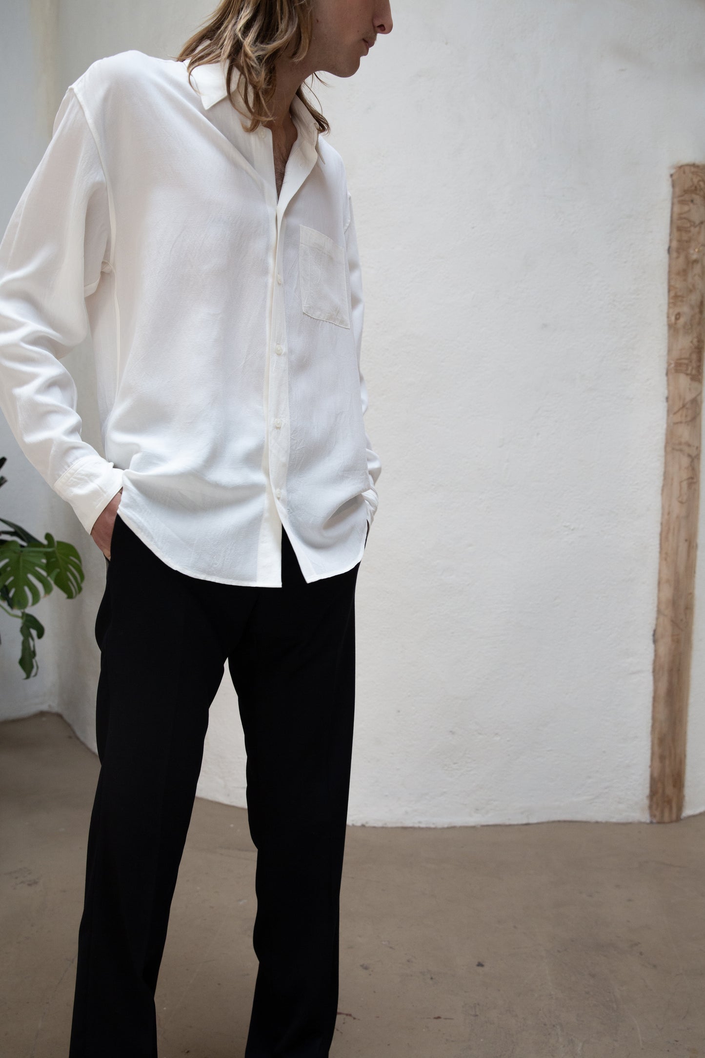 Dress Shirt in White Tencel