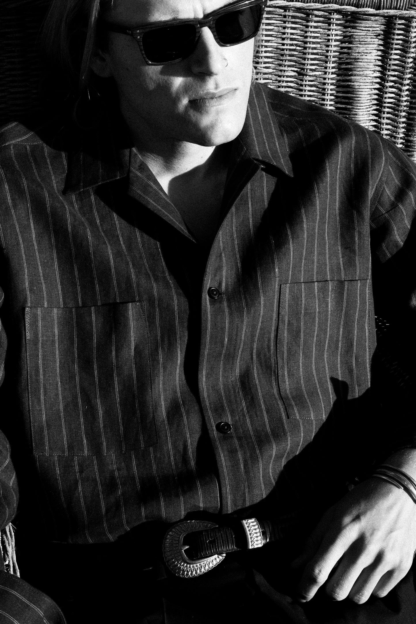 Casual Shirt in Dark Stripe Linen