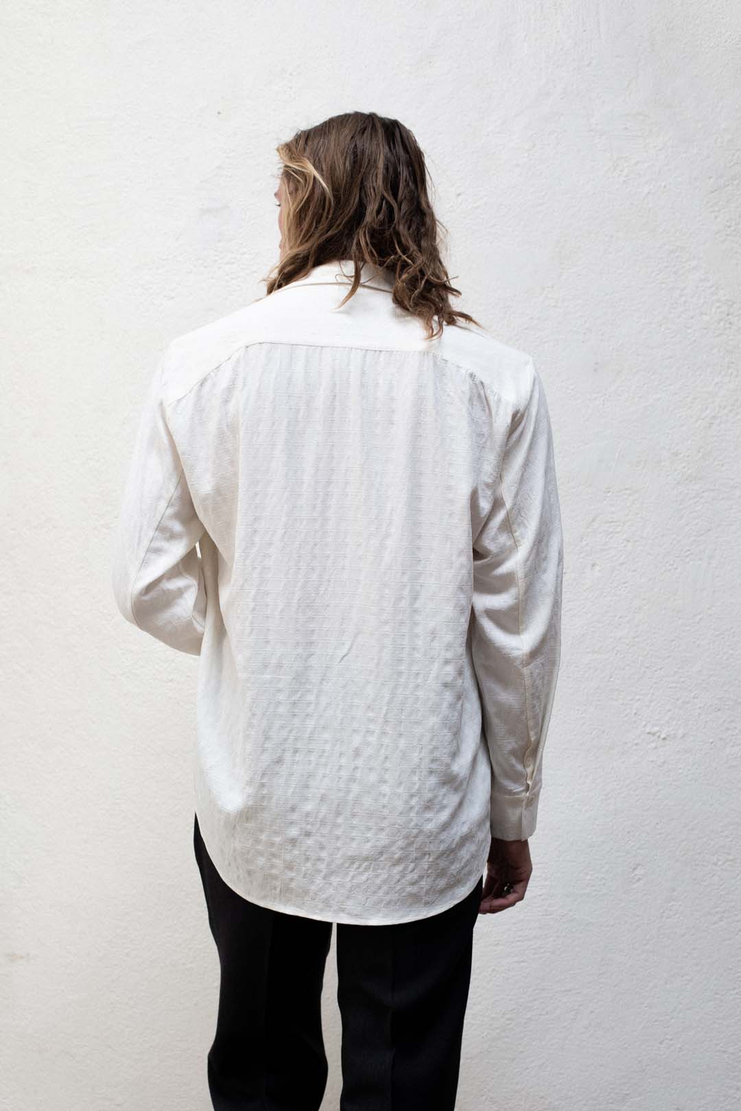 Casual Shirt in Creme Plaid Tencel