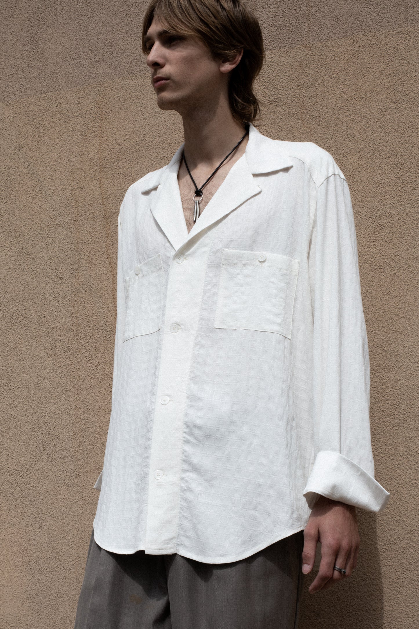 Casual Shirt in Creme Plaid Tencel