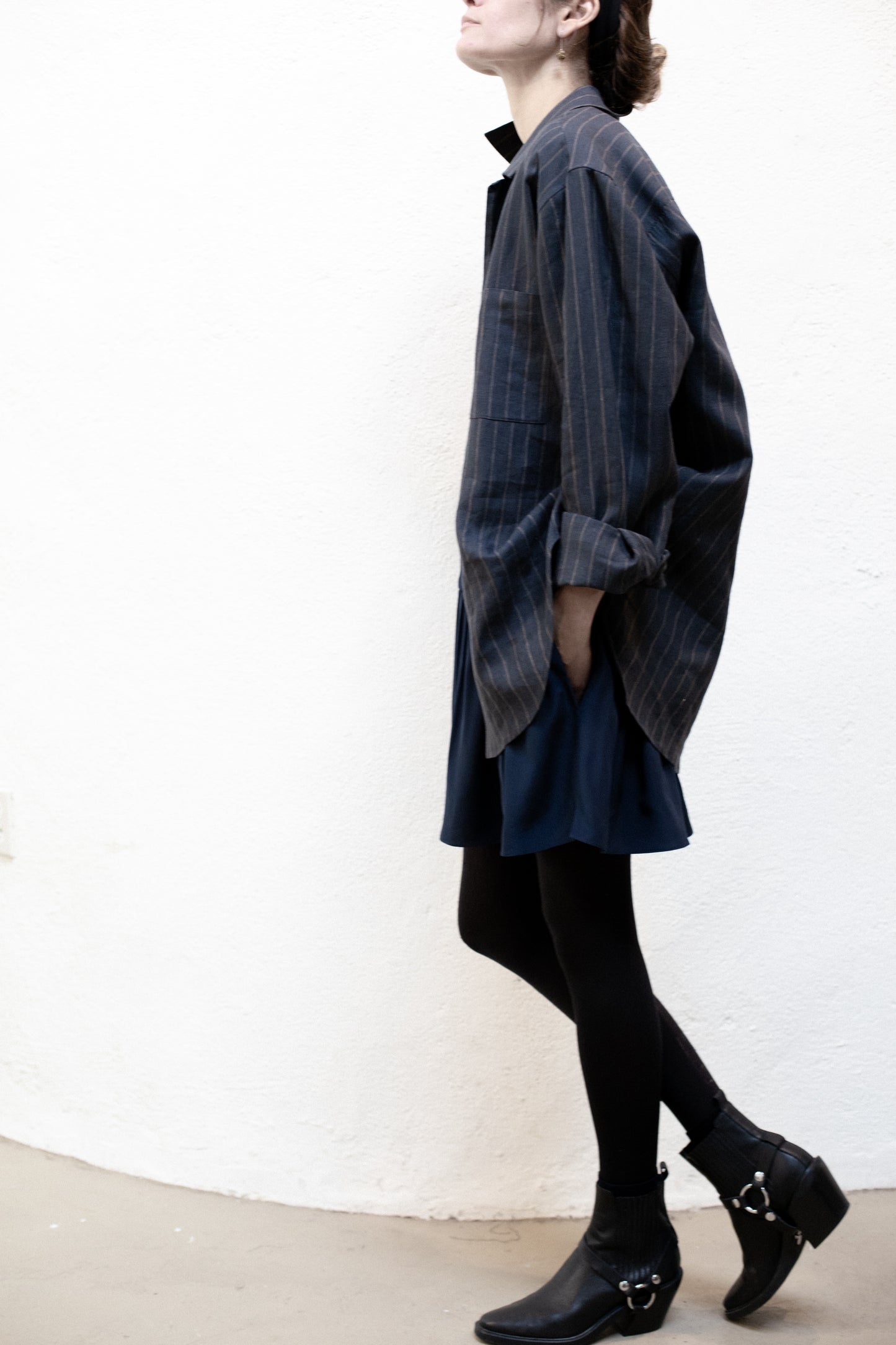 Casual Shirt in Dark Stripe Linen