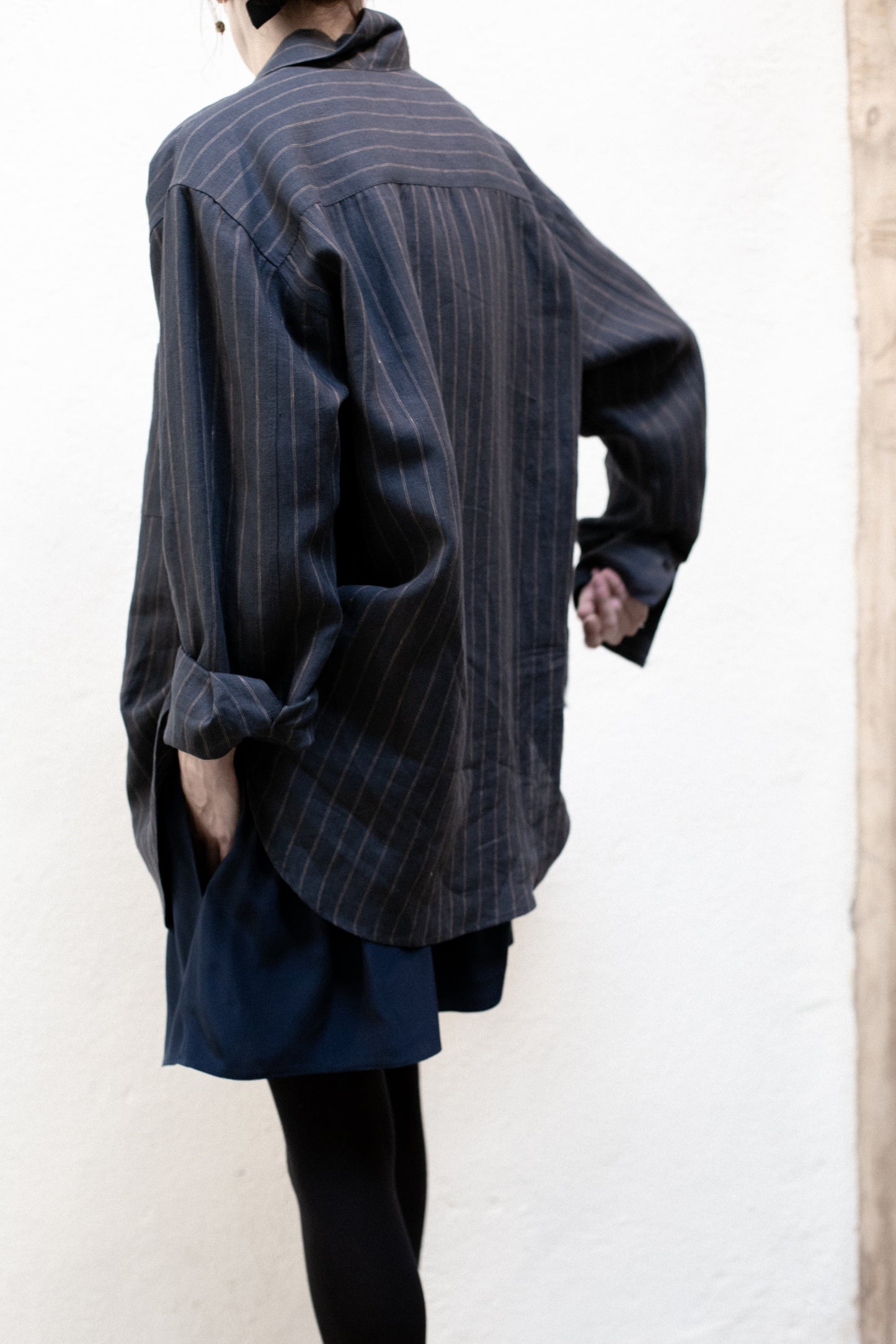 Casual Shirt in Dark Stripe Linen