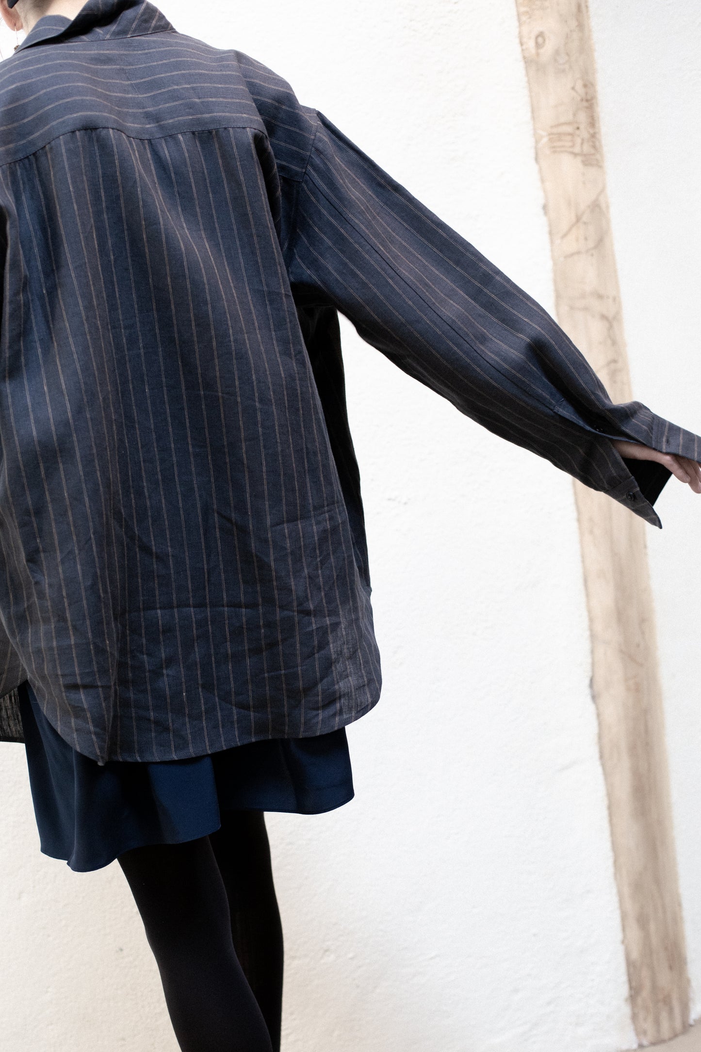 Casual Shirt in Dark Stripe Linen