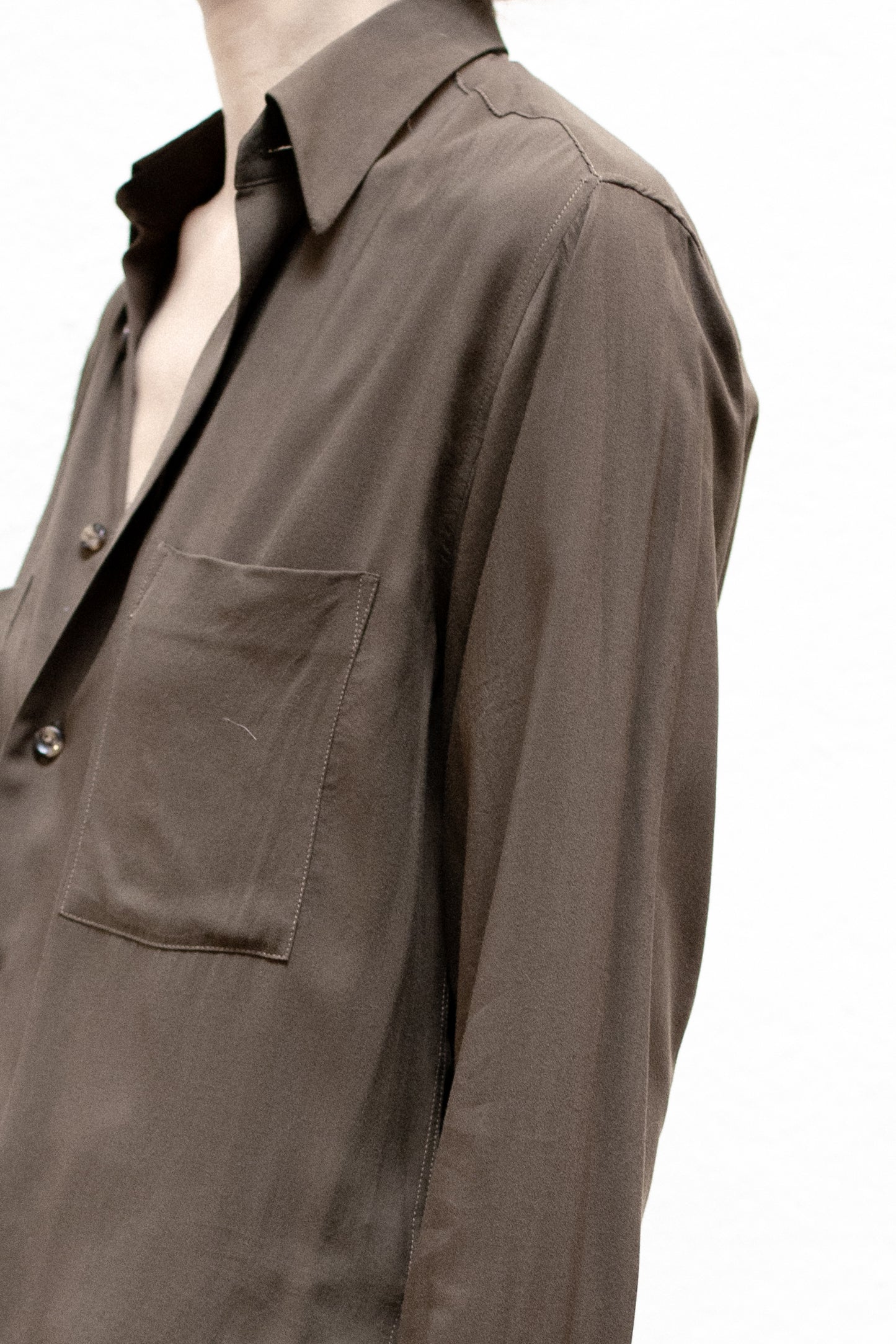 Dress Shirt in Dark Taupe Rayon Woven