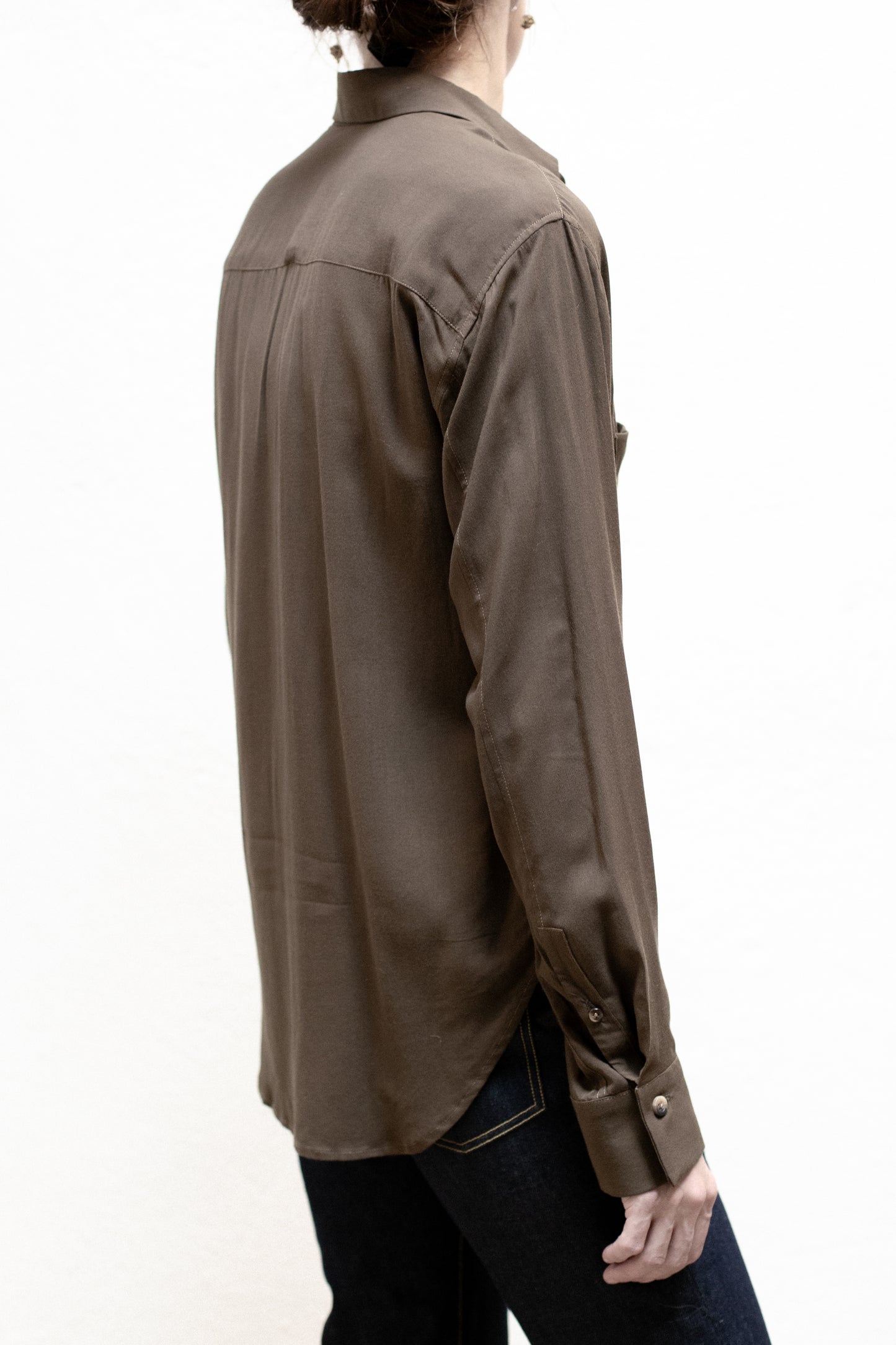 Dress Shirt in Dark Taupe Rayon Woven