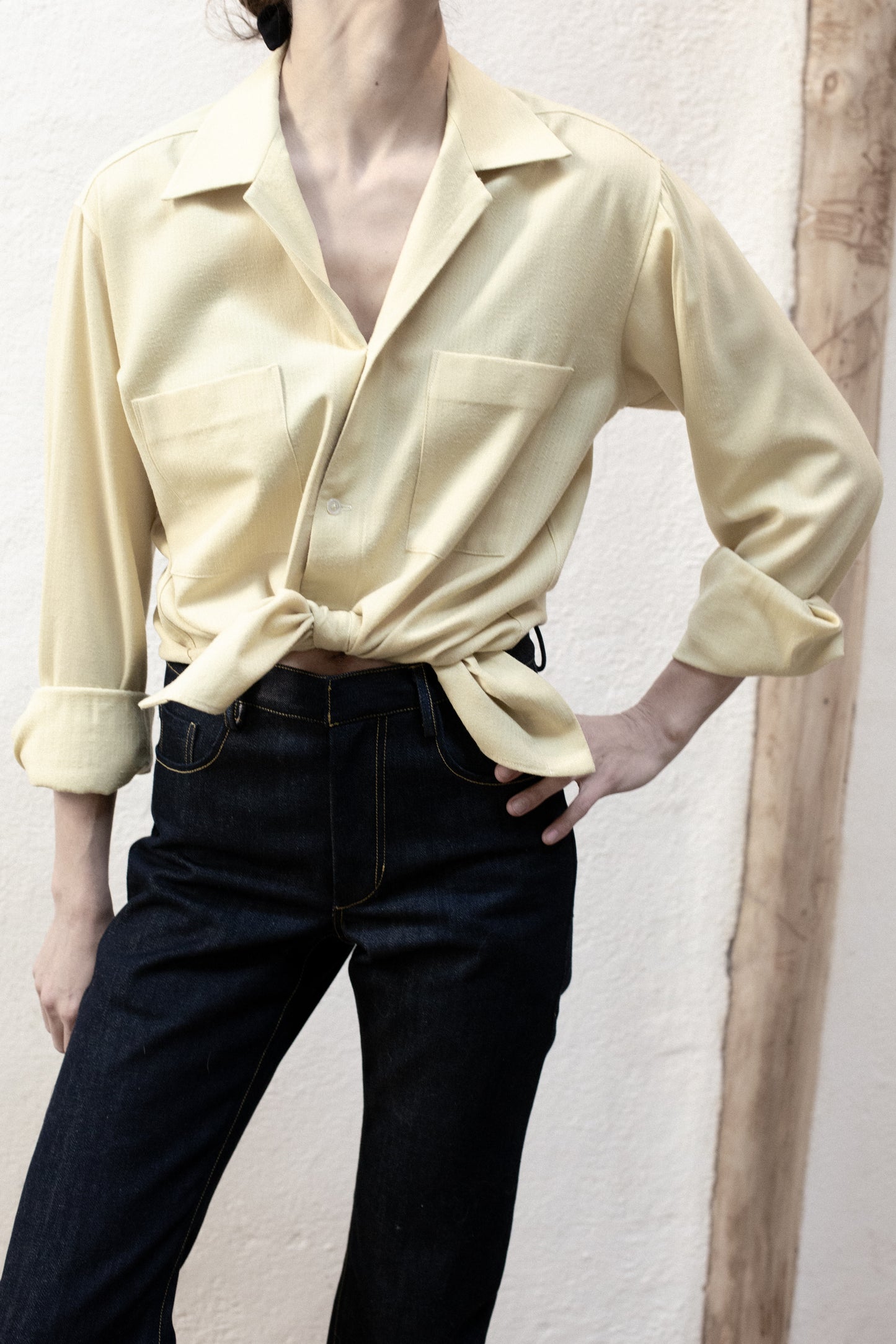 Casual Shirt in Yellow Fade Silk/Cotton