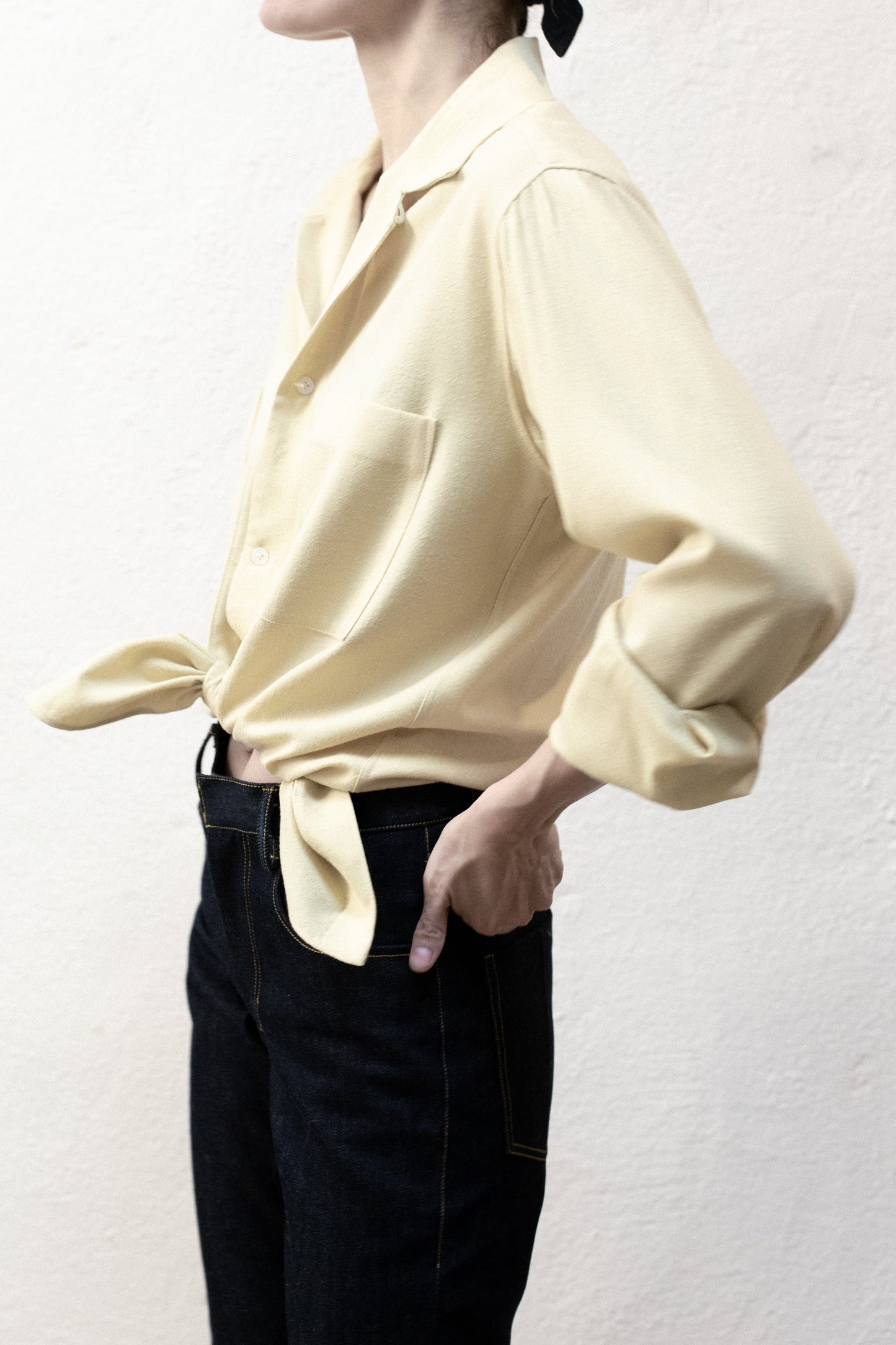 Casual Shirt in Yellow Fade Silk/Cotton