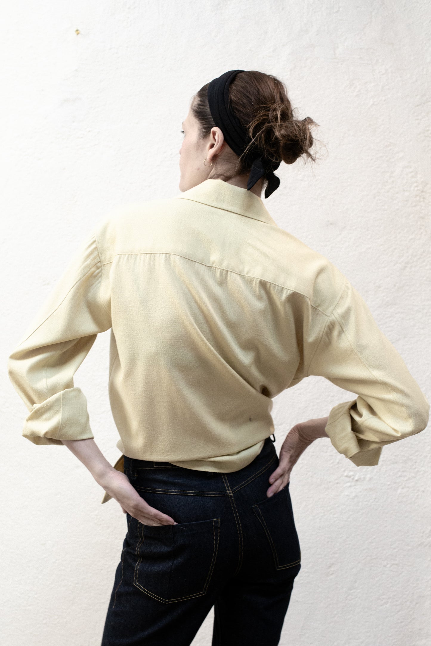 Casual Shirt in Yellow Fade Silk/Cotton