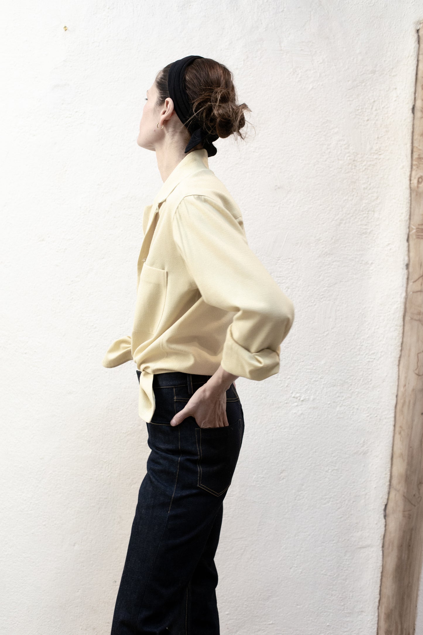 Casual Shirt in Yellow Fade Silk/Cotton