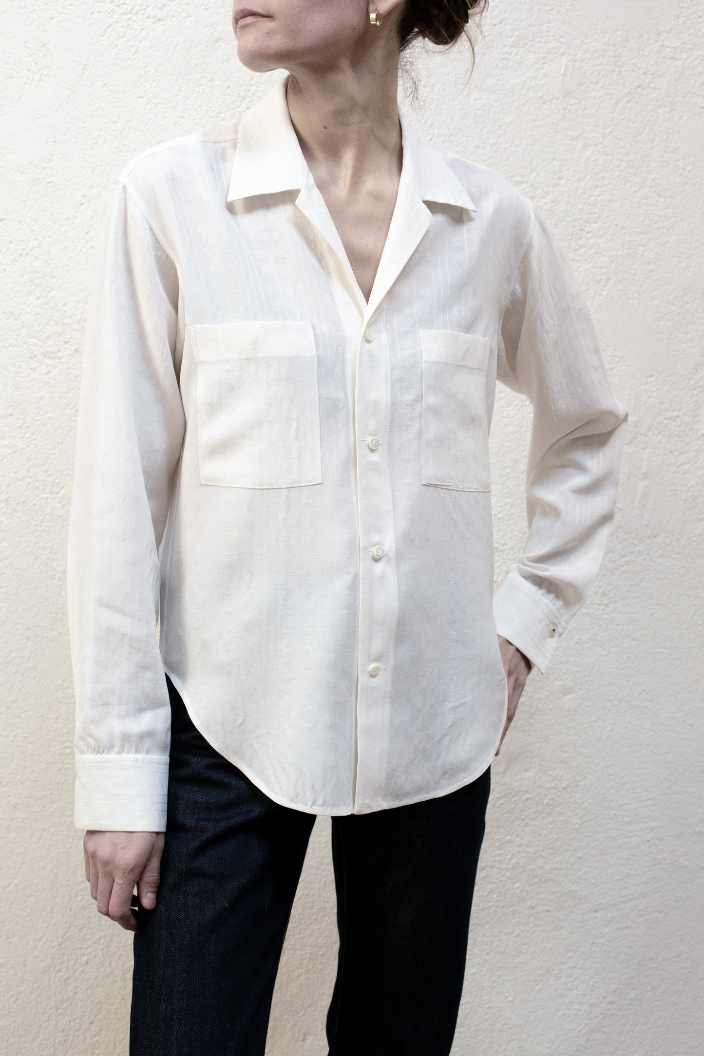 Casual Shirt in Creme Plaid Tencel
