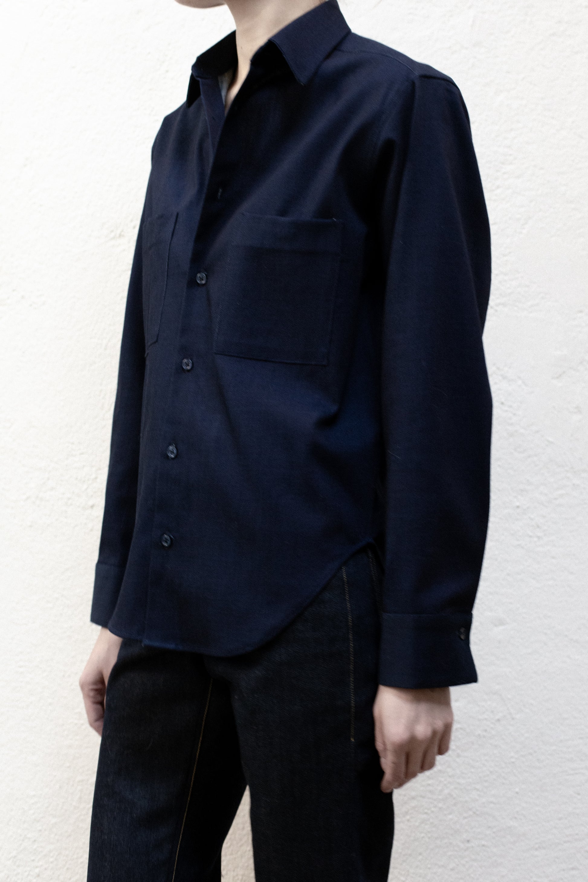 Dress Shirt in Indigo Dark Blue Denim M Dress Shirt in Indigo Dark Blue Denim M