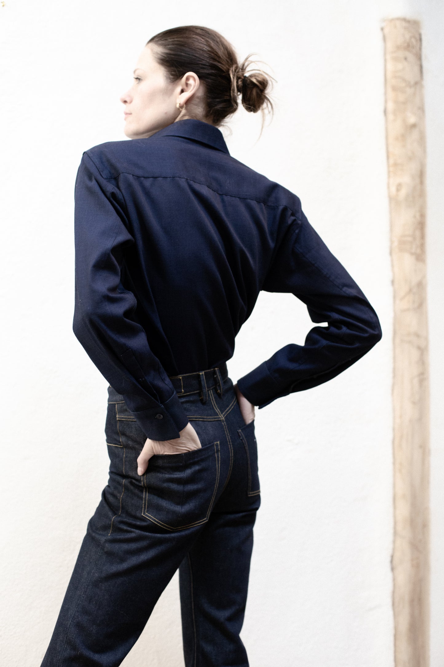 Dress Shirt in Indigo Dark Blue Denim