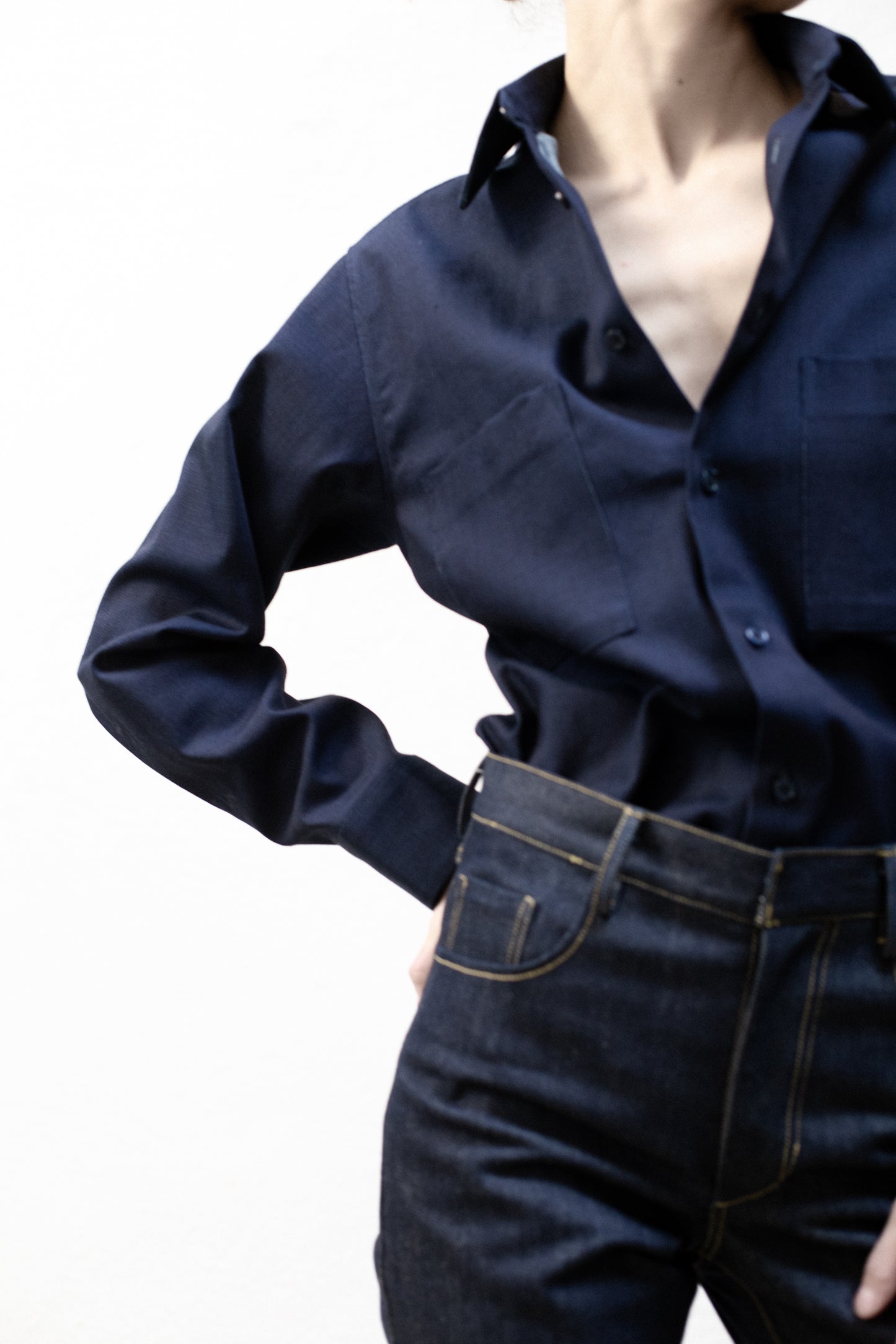 Dress Shirt in Indigo Dark Blue Denim