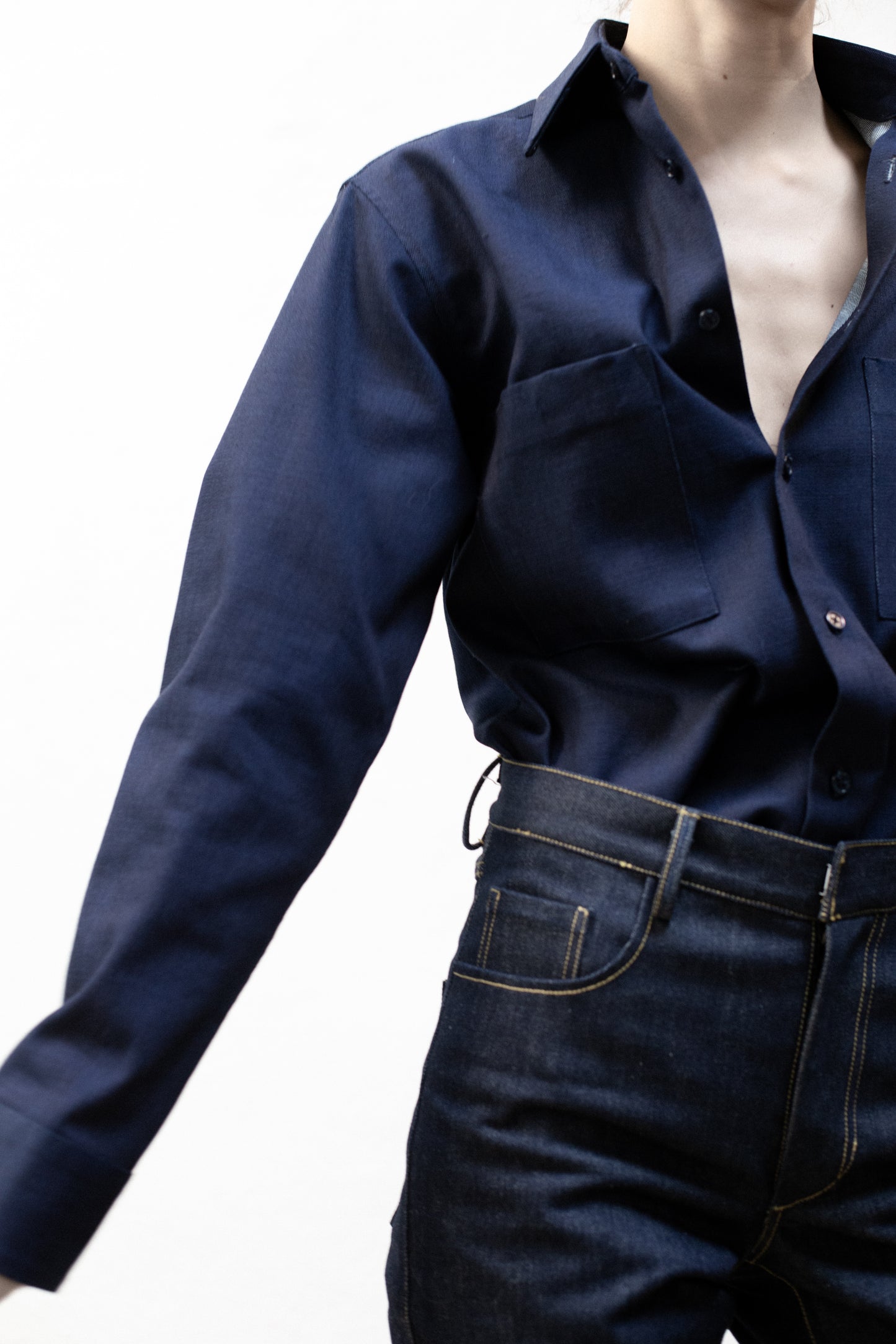 Dress Shirt in Indigo Dark Blue Denim