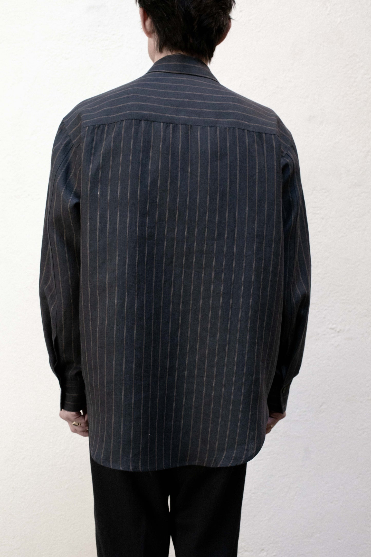 Casual Shirt in Dark Stripe Linen
