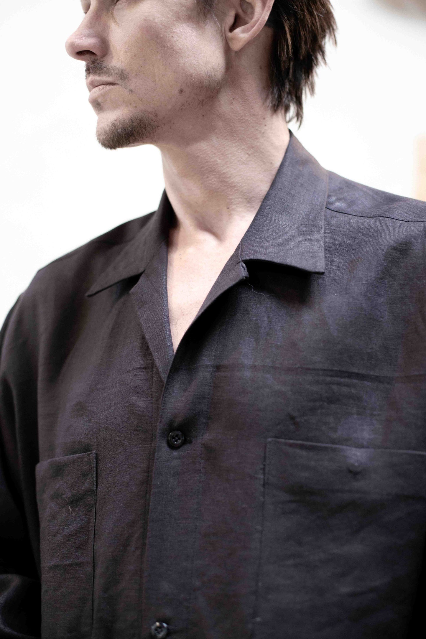 Casual Shirt in Black Linen