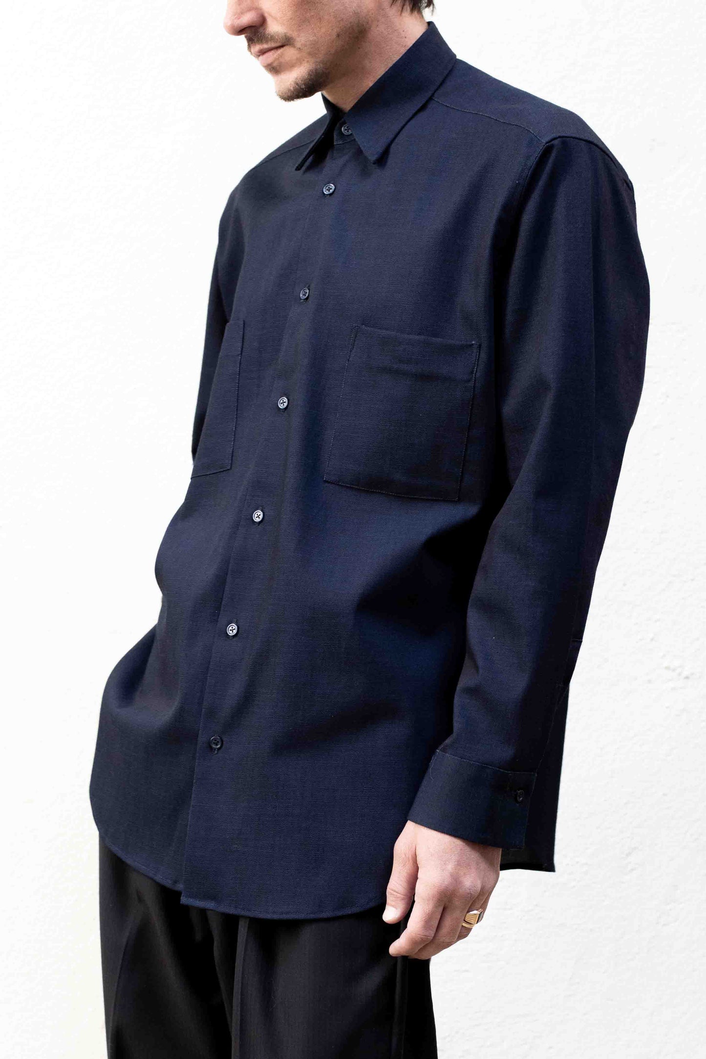 Dress Shirt in Indigo Dark Blue Denim
