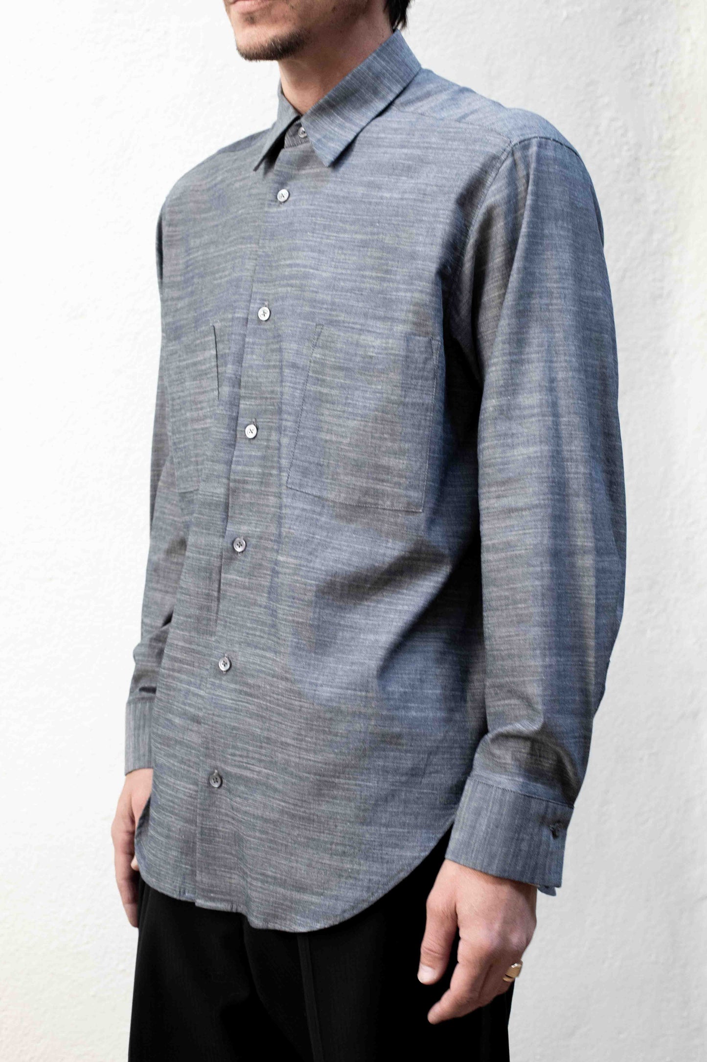 Dress Shirt Grey Chambray Cotton