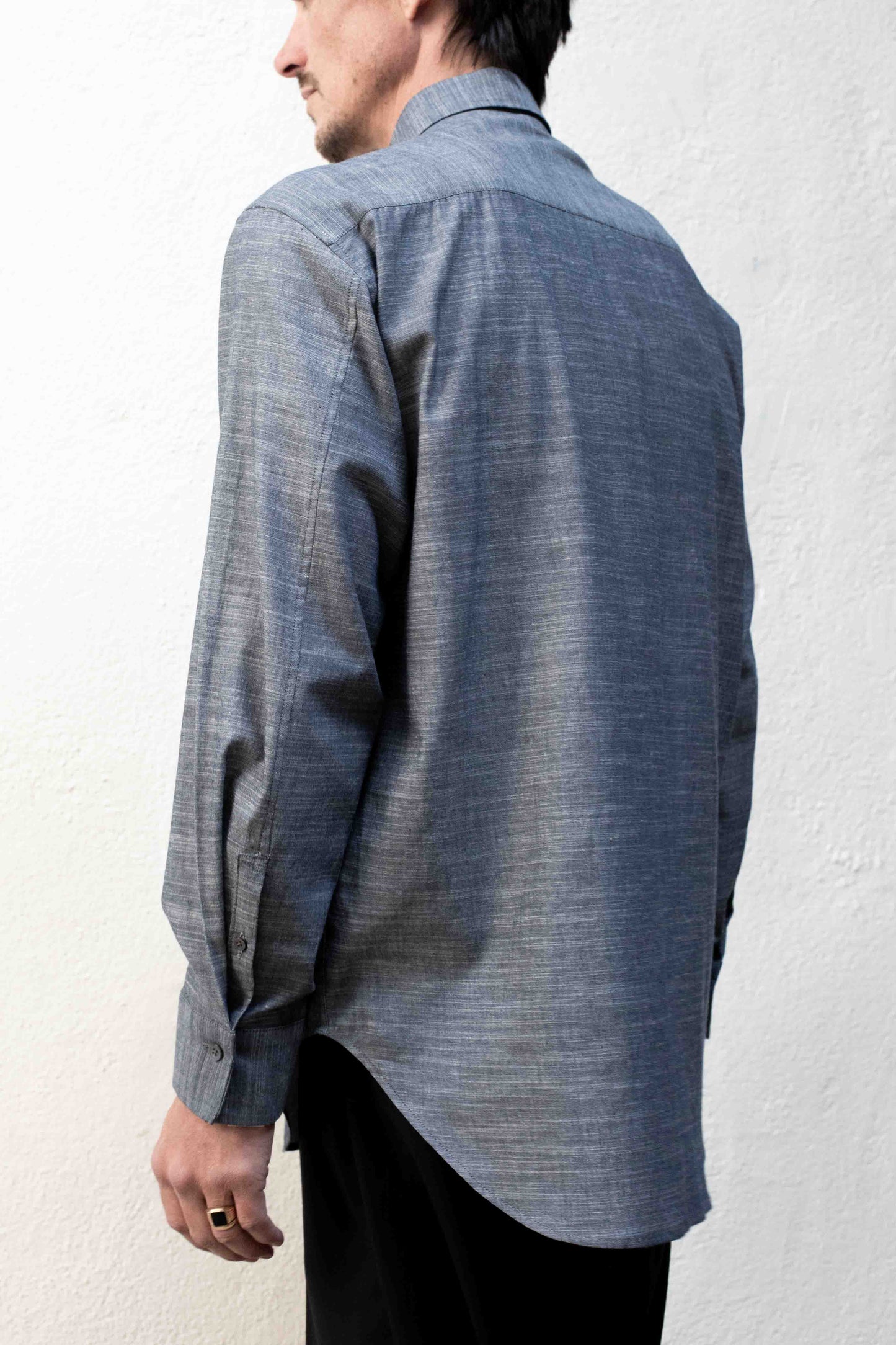 Dress Shirt Grey Chambray Cotton