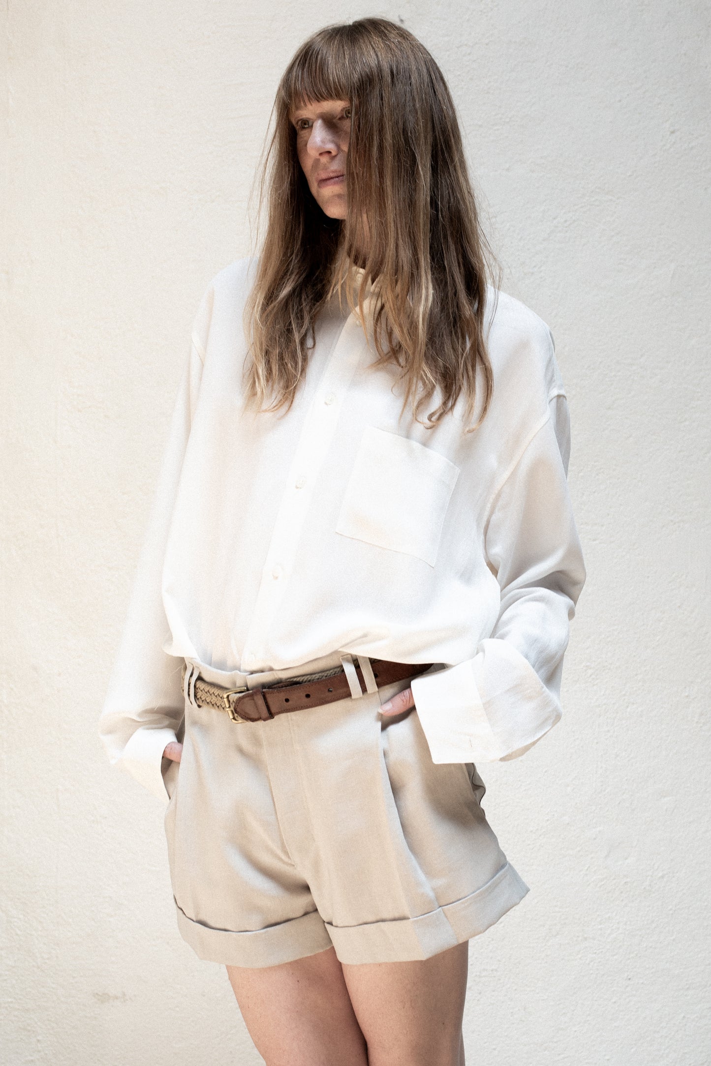 Dress Shirt in White Tencel