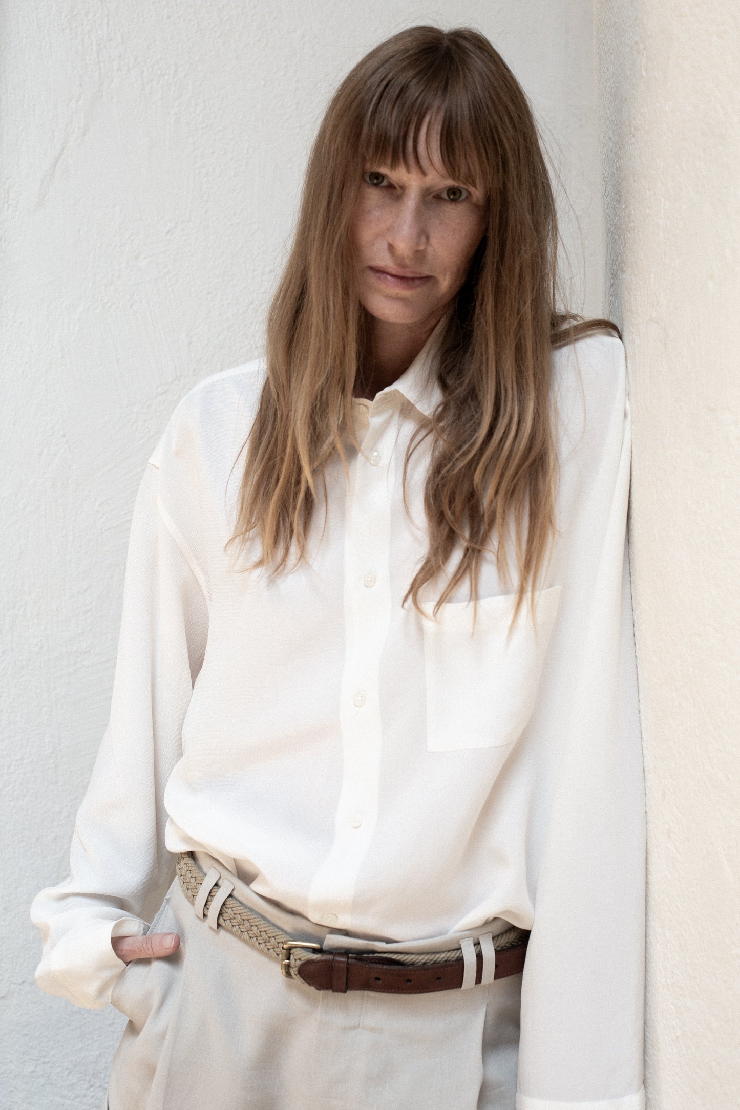 Dress Shirt in White Tencel