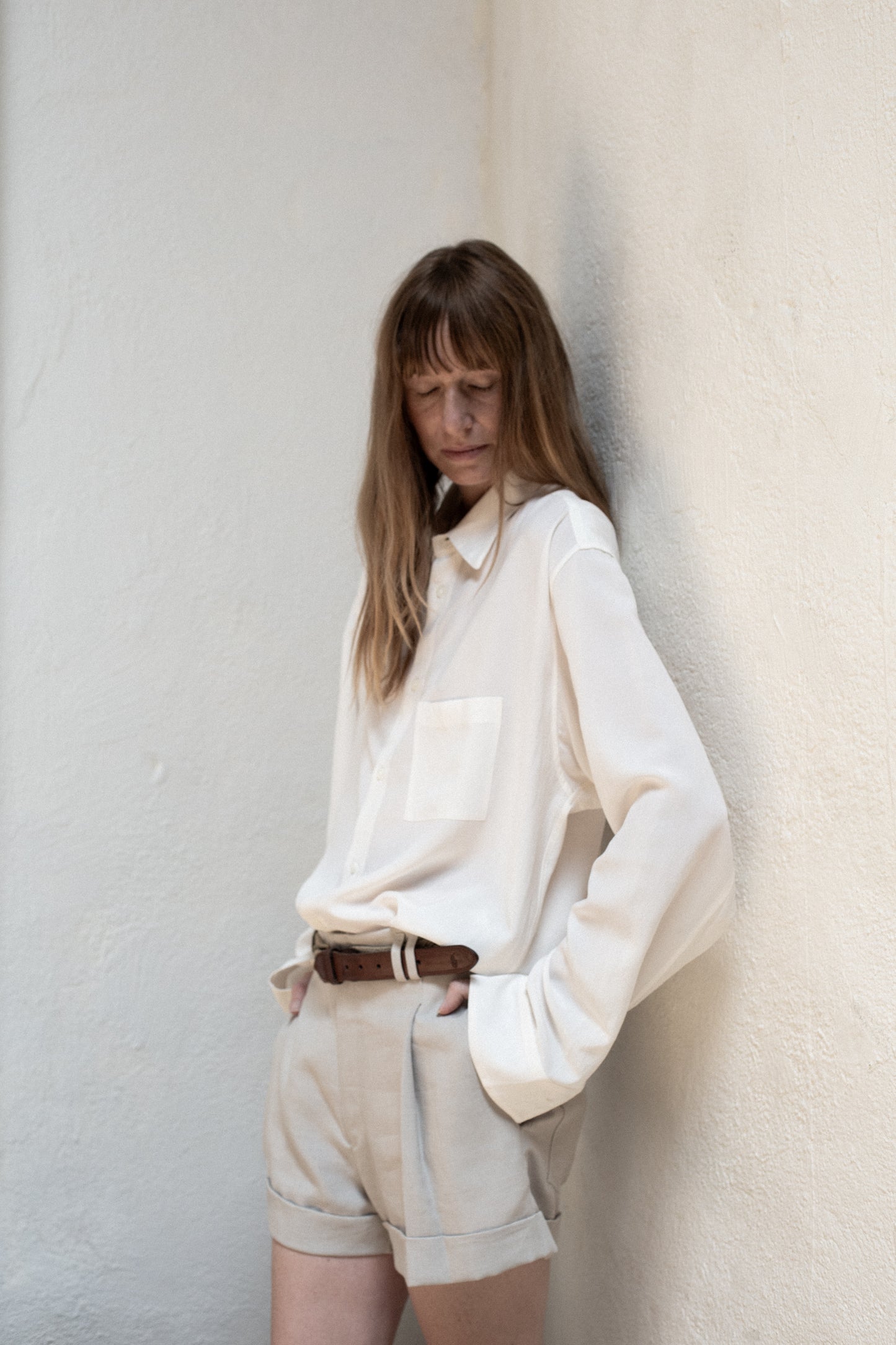 Dress Shirt in White Tencel