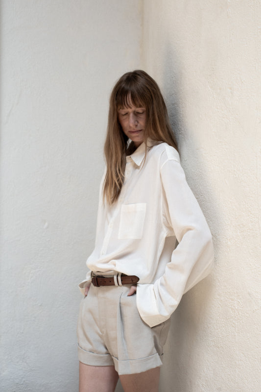 Dress Shirt in White Tencel