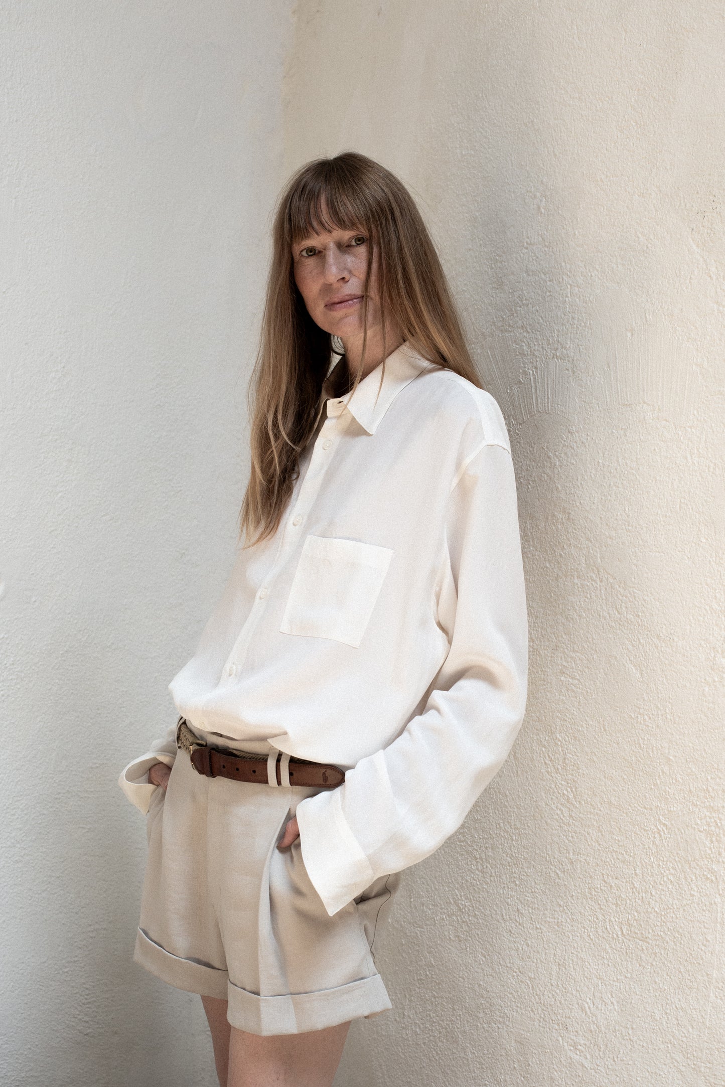 Dress Shirt in White Tencel