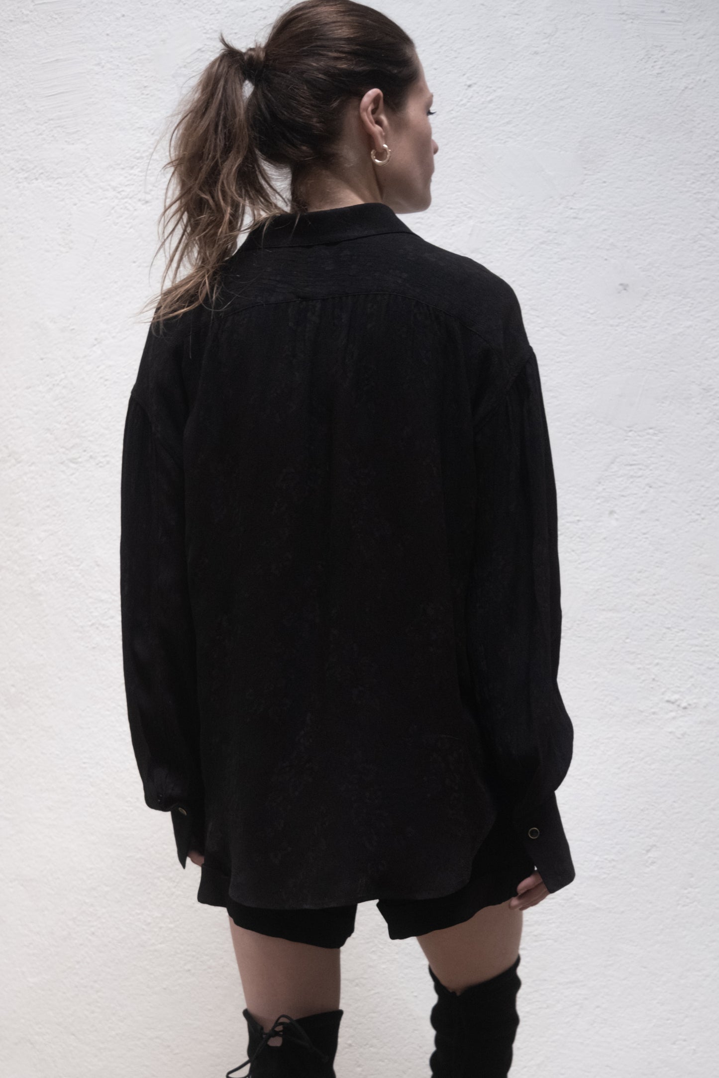Arc Black Jacquard Rayon Shirt