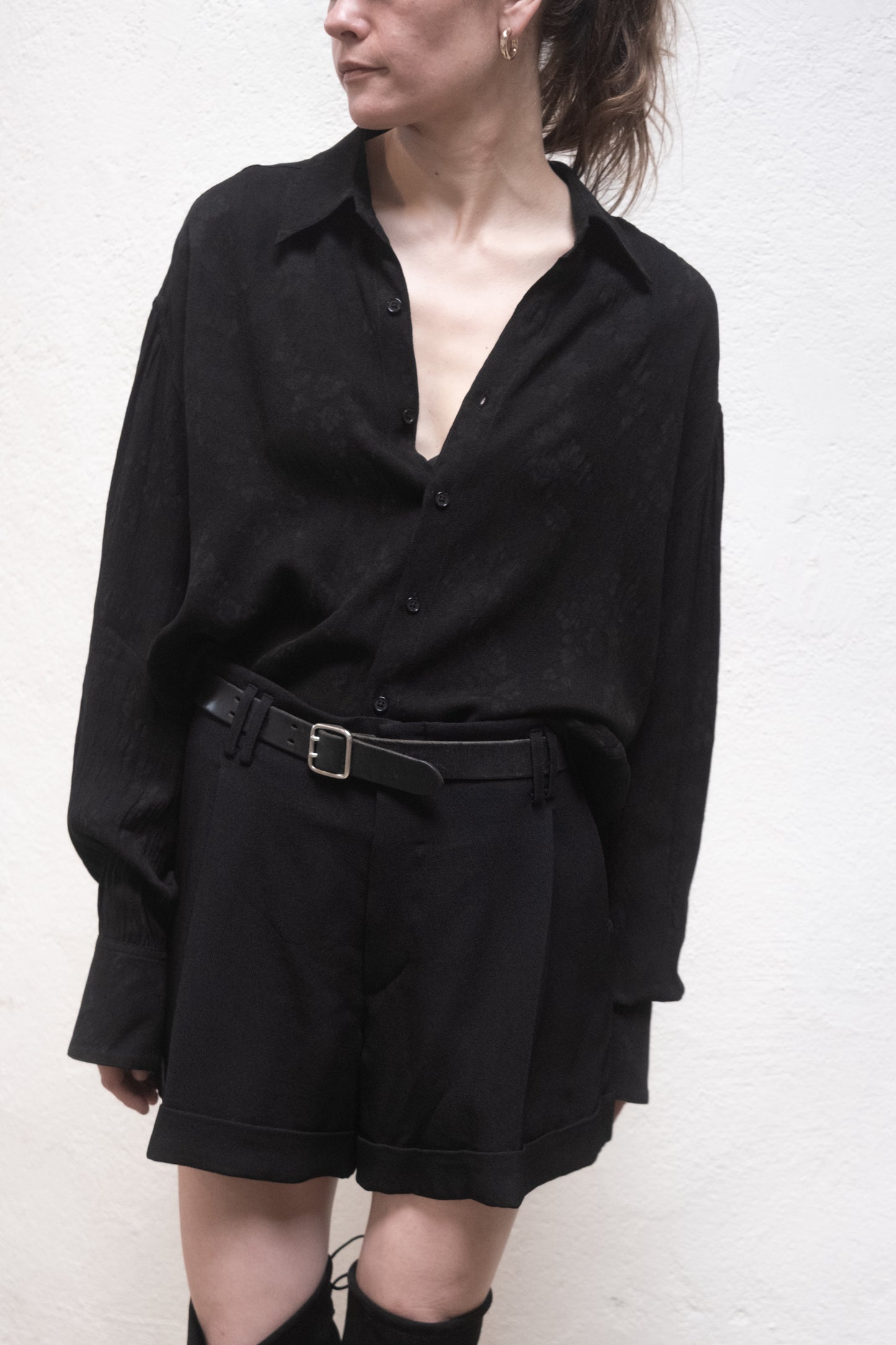 Arc Black Jacquard Rayon Shirt