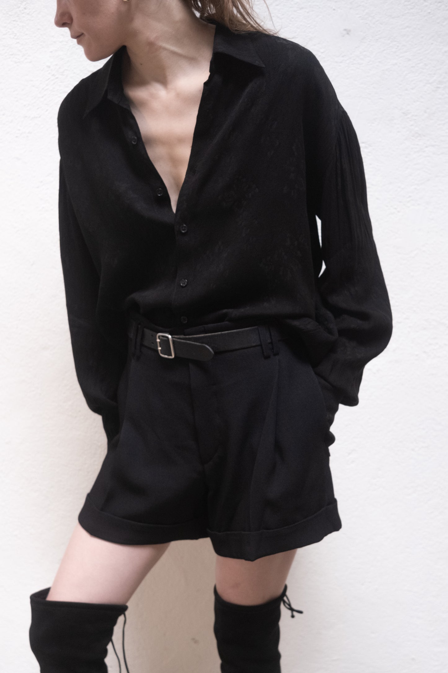 Arc Black Jacquard Rayon Shirt
