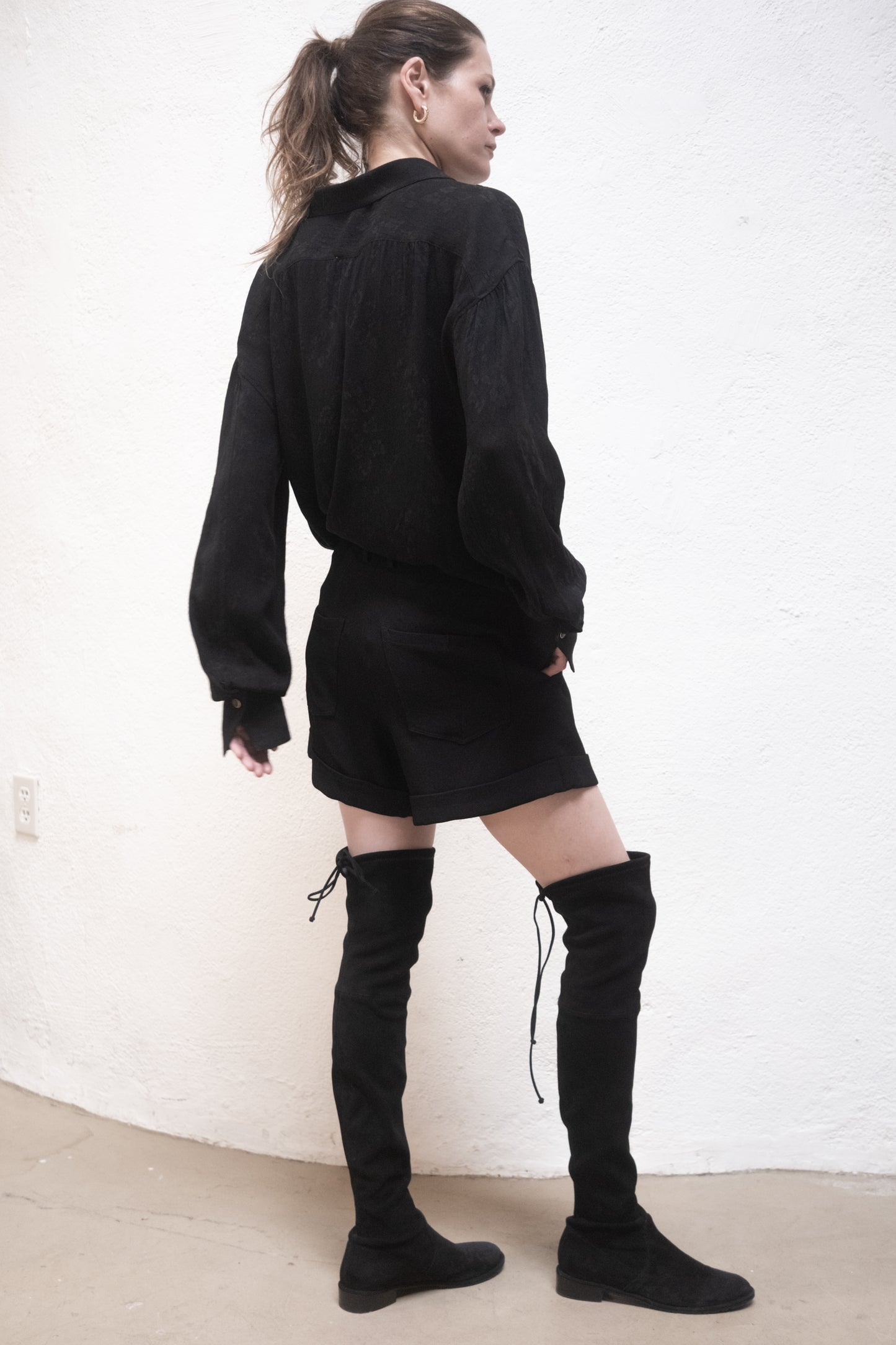 Arc Black Jacquard Rayon Shirt