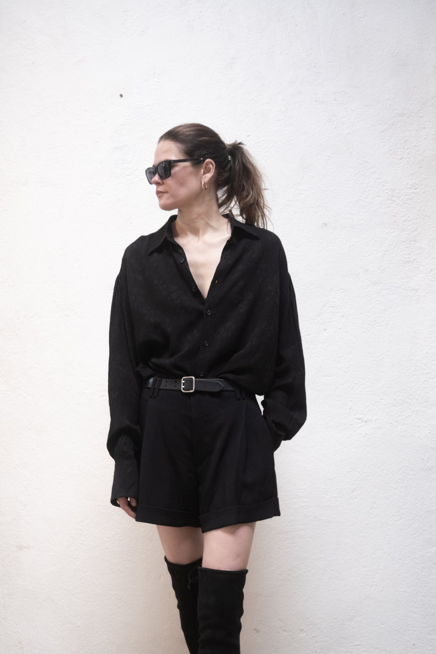 Arc Black Jacquard Rayon Shirt