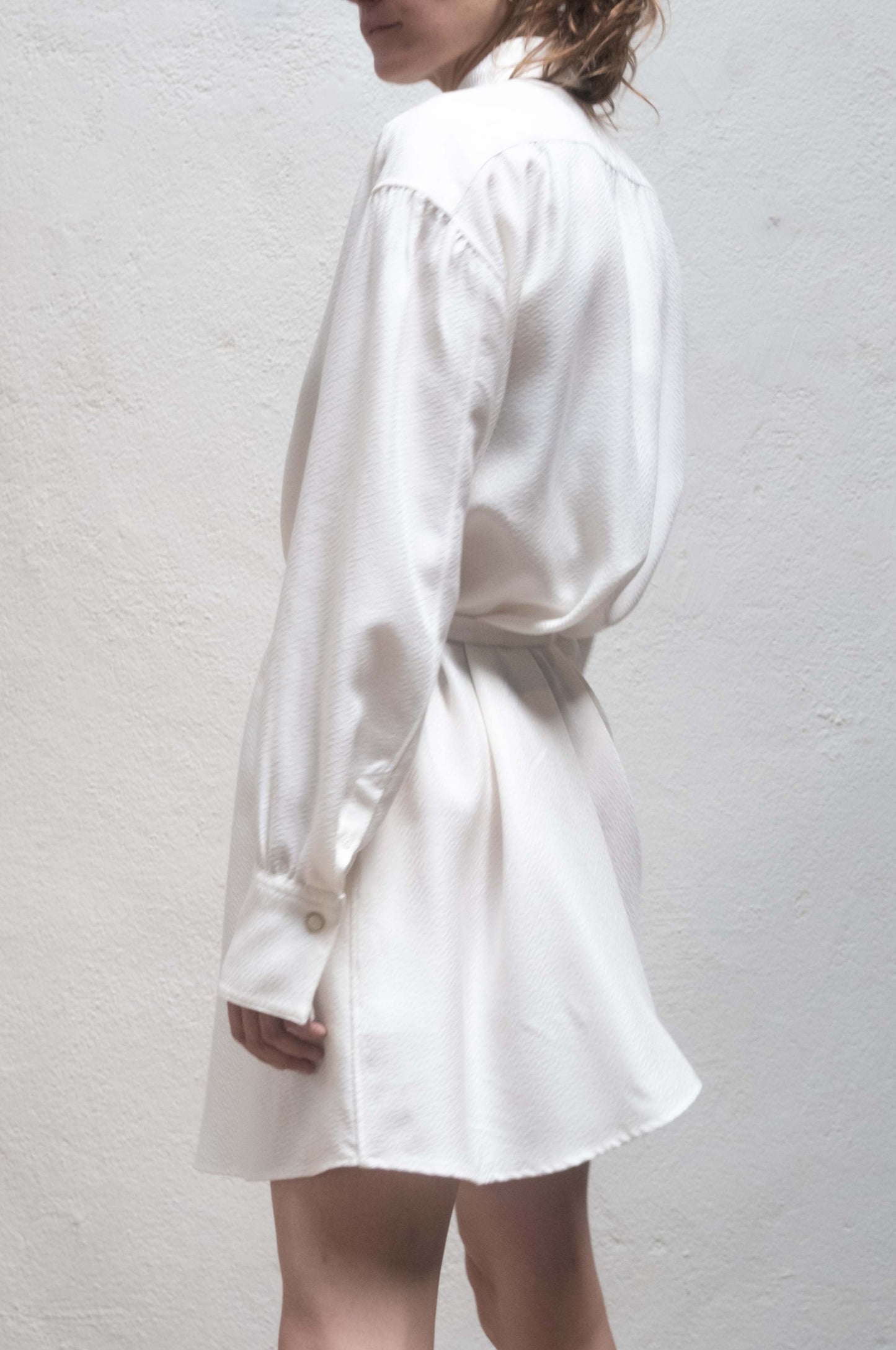 Arc Dress White Jaquard Metric Rayon
