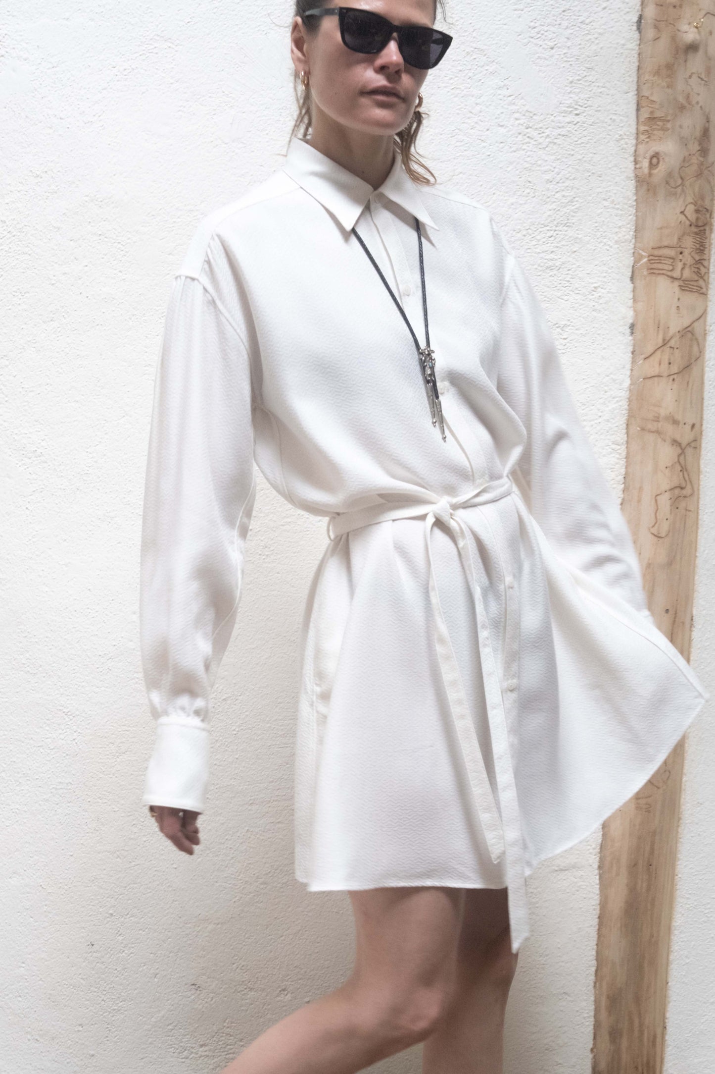 Arc Dress White Jaquard Metric Rayon