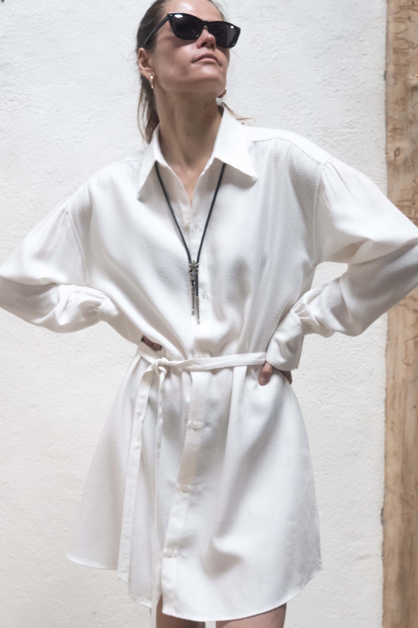 Arc Dress White Jaquard Metric Rayon