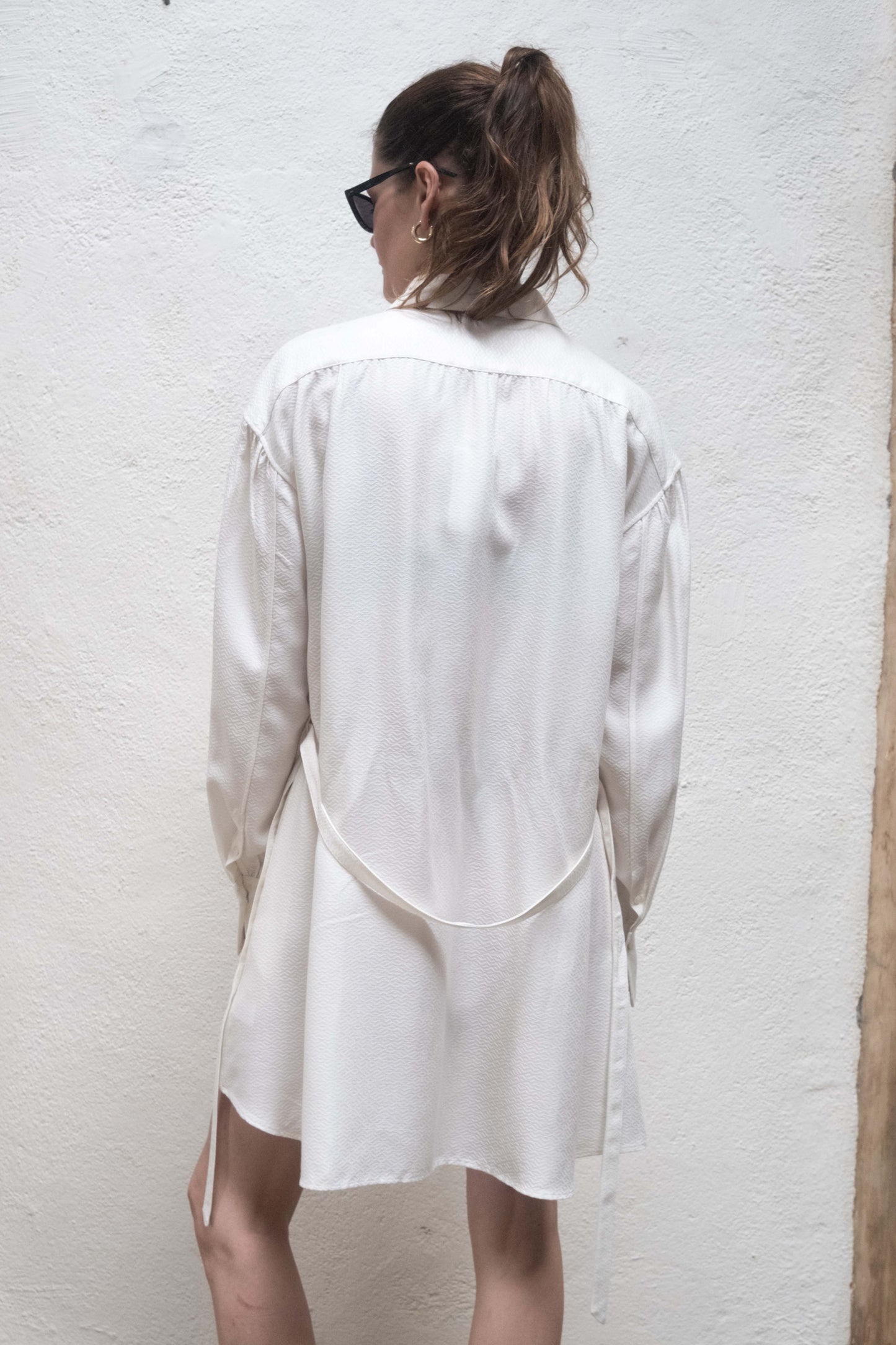 Arc Dress White Jaquard Metric Rayon