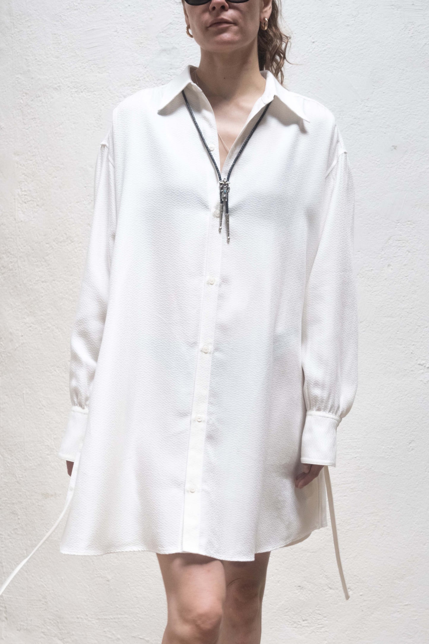Arc Dress White Jaquard Metric Rayon