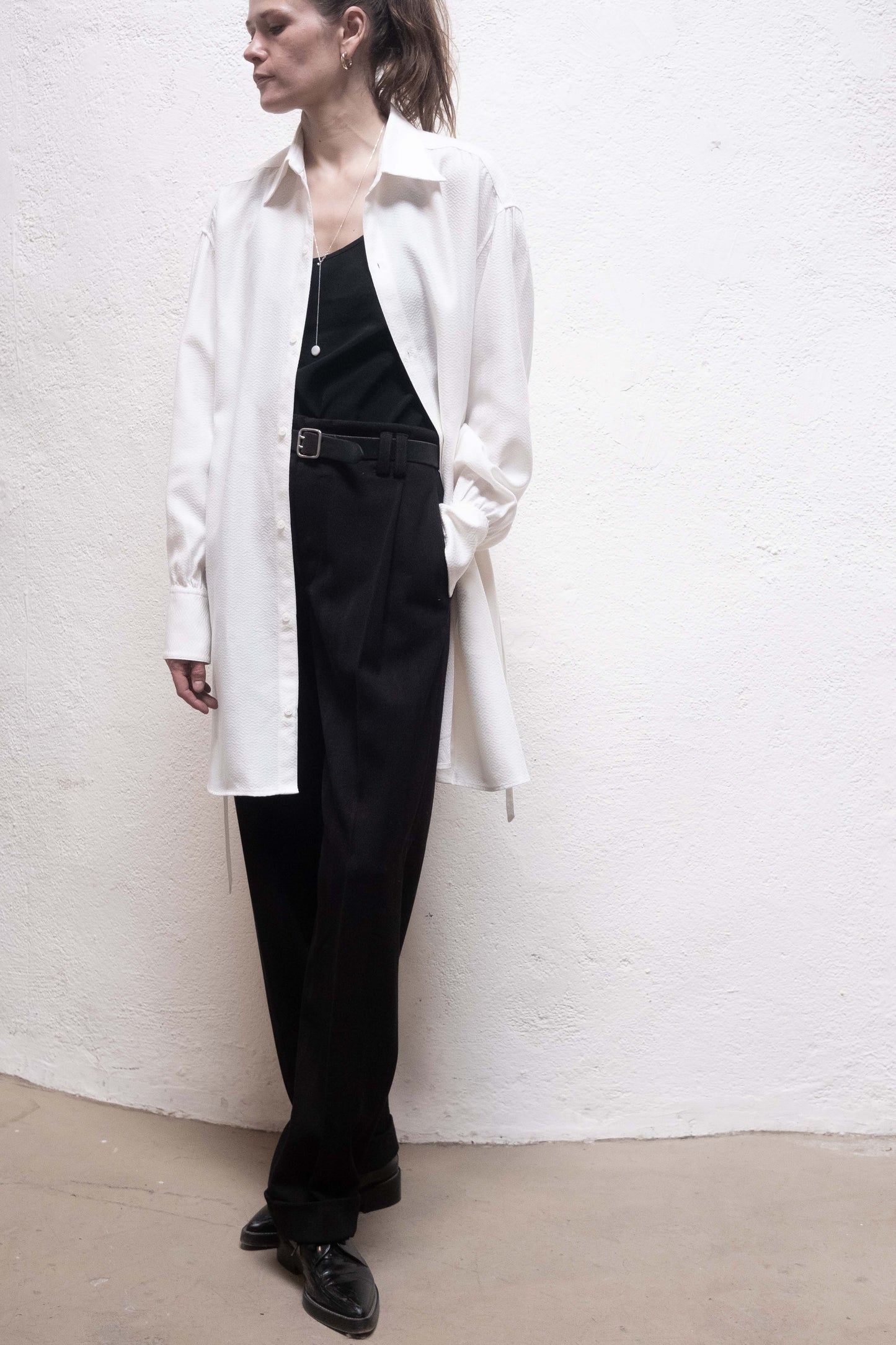 Arc Dress White Jaquard Metric Rayon